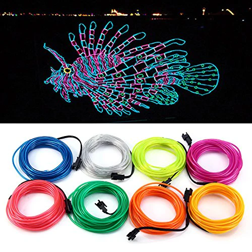 Searik LED Neon Light 16.4ft/5m, Portable Hot Pink EL Wire Glowing Rope Lights LED Strips String Light with Battery Controller for Halloween Decorations Party Favor Festival Car DIY Clothes Decor - Image 5