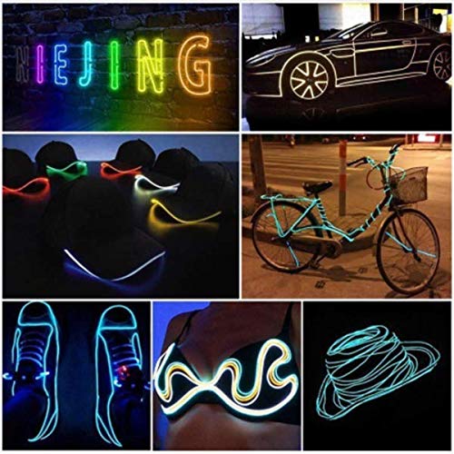 Searik LED Neon Light 16.4ft/5m, Portable Hot Pink EL Wire Glowing Rope Lights LED Strips String Light with Battery Controller for Halloween Decorations Party Favor Festival Car DIY Clothes Decor - Image 6