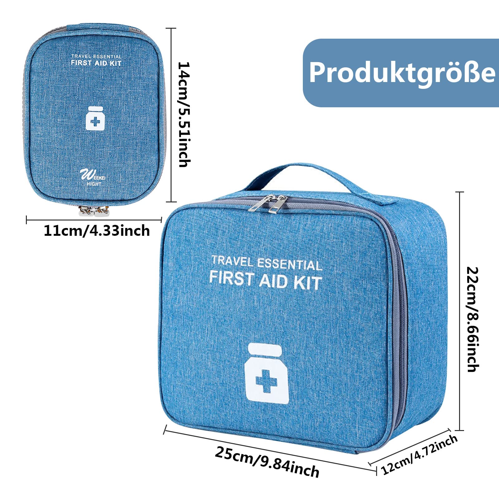 Seasboes Pack of 2 Medicine Bag, Large Capacity Emergency Bag, Medicine Bag, Empty First Aid Bag, Waterproof Medicine Storage Bag for Home, Travel, Office (Large + Small), sky blue, Casual - Image 2