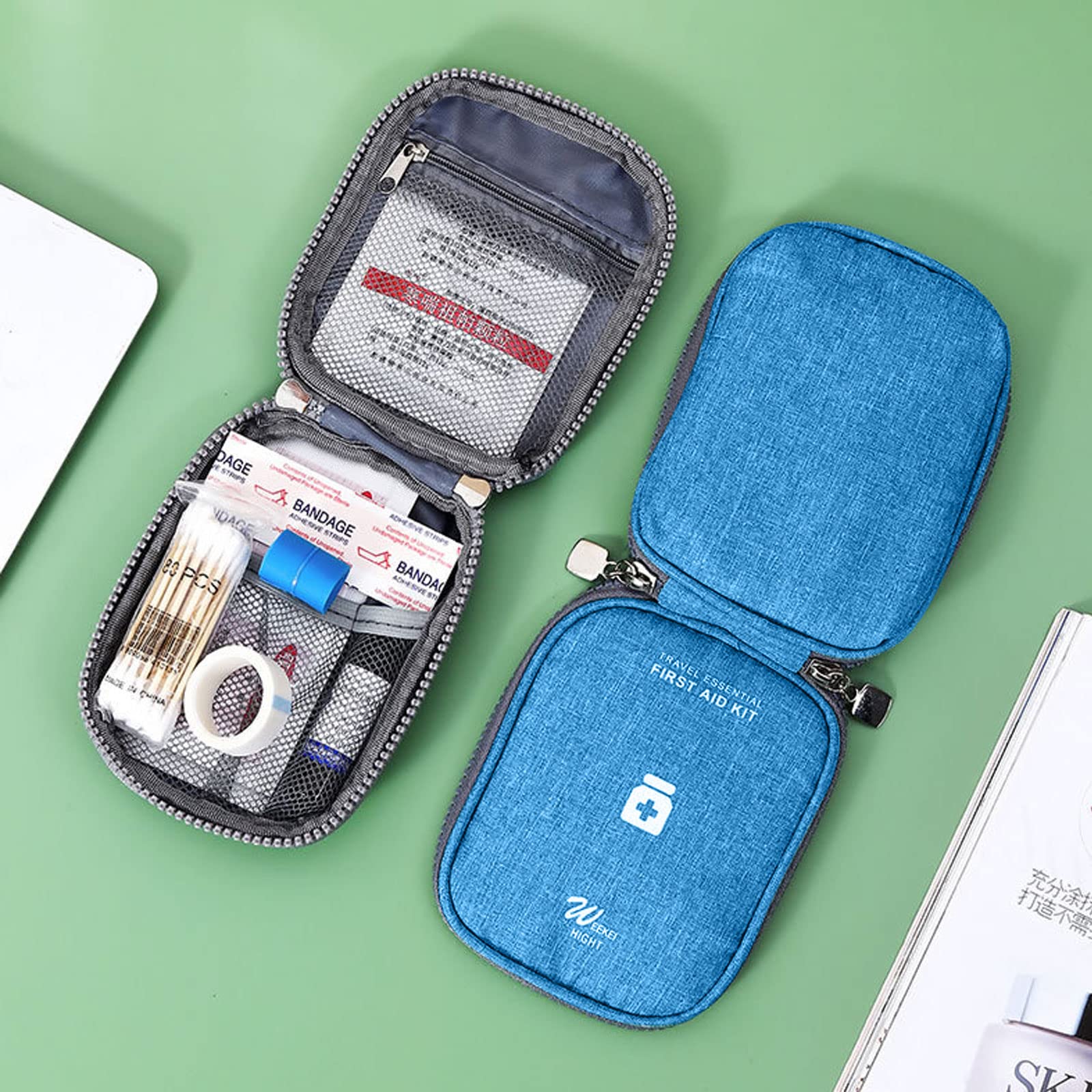Seasboes Pack of 2 Medicine Bag, Large Capacity Emergency Bag, Medicine Bag, Empty First Aid Bag, Waterproof Medicine Storage Bag for Home, Travel, Office (Large + Small), sky blue, Casual - Image 7