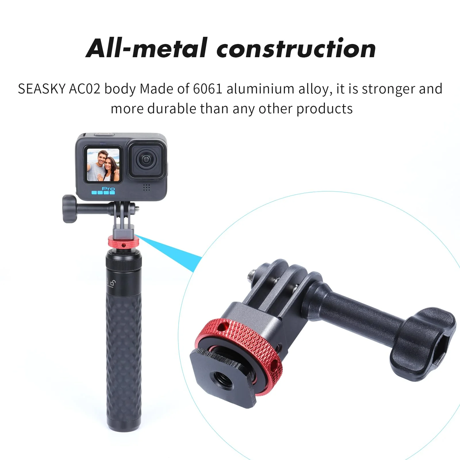 SEASKY AC02 Action Camera SLR Camera Cold hot Shoe Mount Tripod Adapter Conversion Accessory All-Metal Aluminum Alloy for GoPro Hero 13/12/11/10/9, for DJI Action 6/5 Pro 4/3, for Insta360 Ace Pro 2 - Image 4