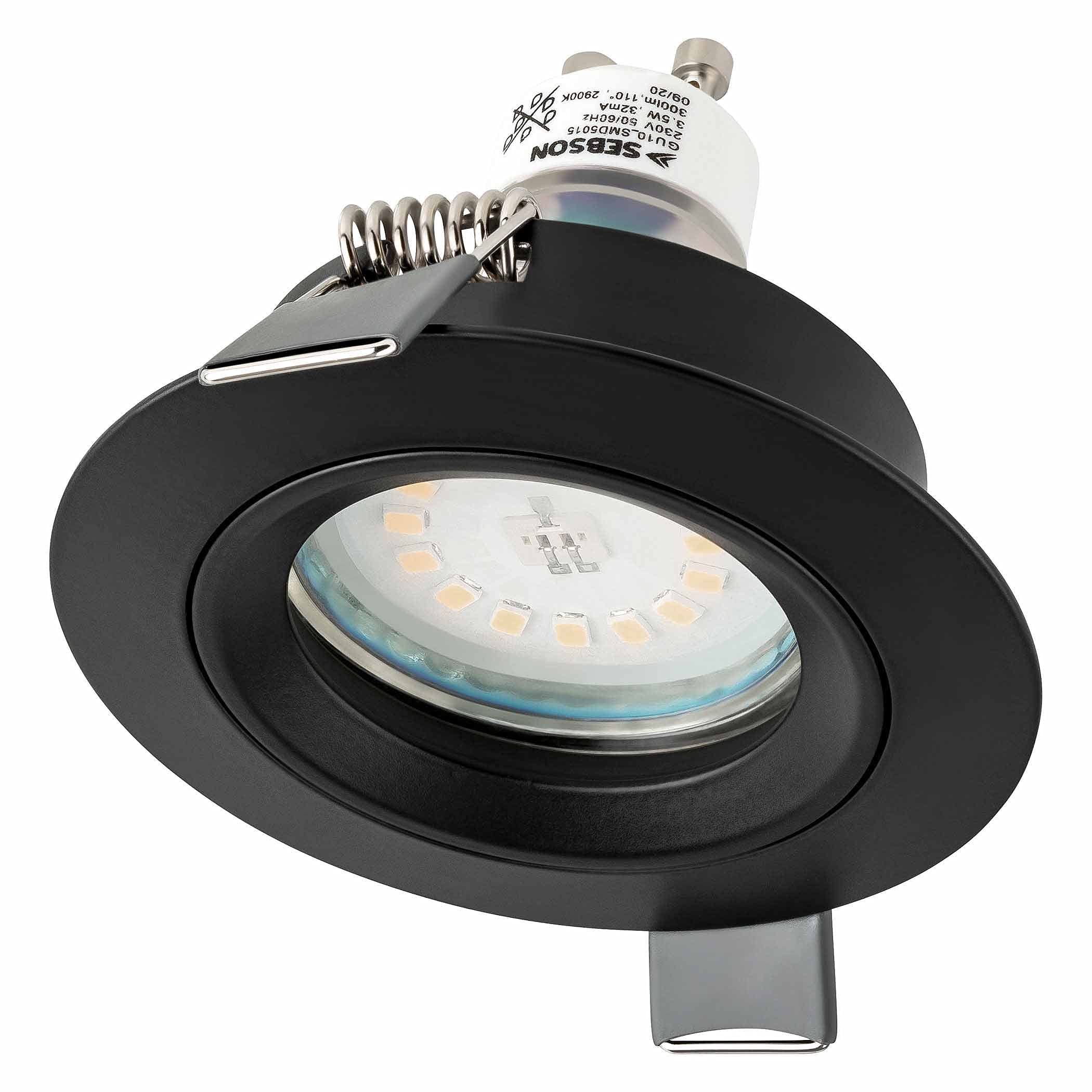 SEBSON Housing for recessed spotlights with GU10 socket LED halogen 230 V – mounting frame aluminium black hole diameter 65 mm (min. 60 mm, max. 70 mm) ceiling lighting set of 6 - Image 5