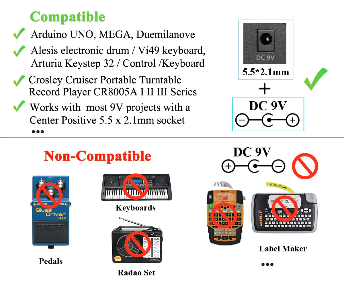 Security-01 DC 9V 0.5A 500mA Power Supply Adapter, Connector 5.5mm x 2.1mm, Center Positive - Image 2