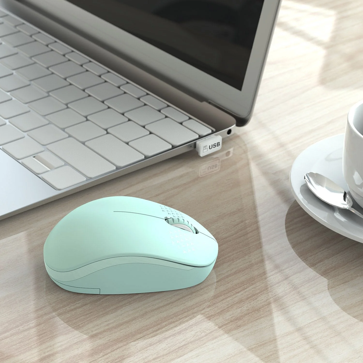 seenda Wireless Mouse, 2.4G Noiseless Mouse with USB Receiver - Portable Computer Mice for PC, Tablet, Laptop with Windows System - Mint Green A Green - Image 7