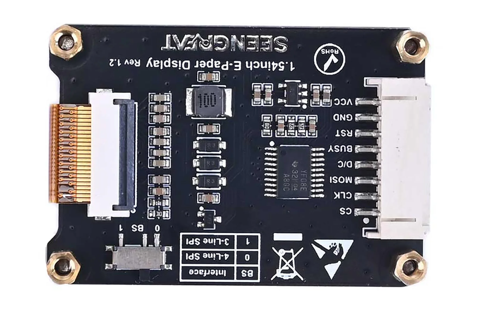 SeenGreat 1.54 Inch E-Ink Display Three Colour E-Paper Screen for Raspberry Pi/Arduino/Jetson Nano/STM32 200 x 200 Pixels Red Black White SPI Interface - Image 3