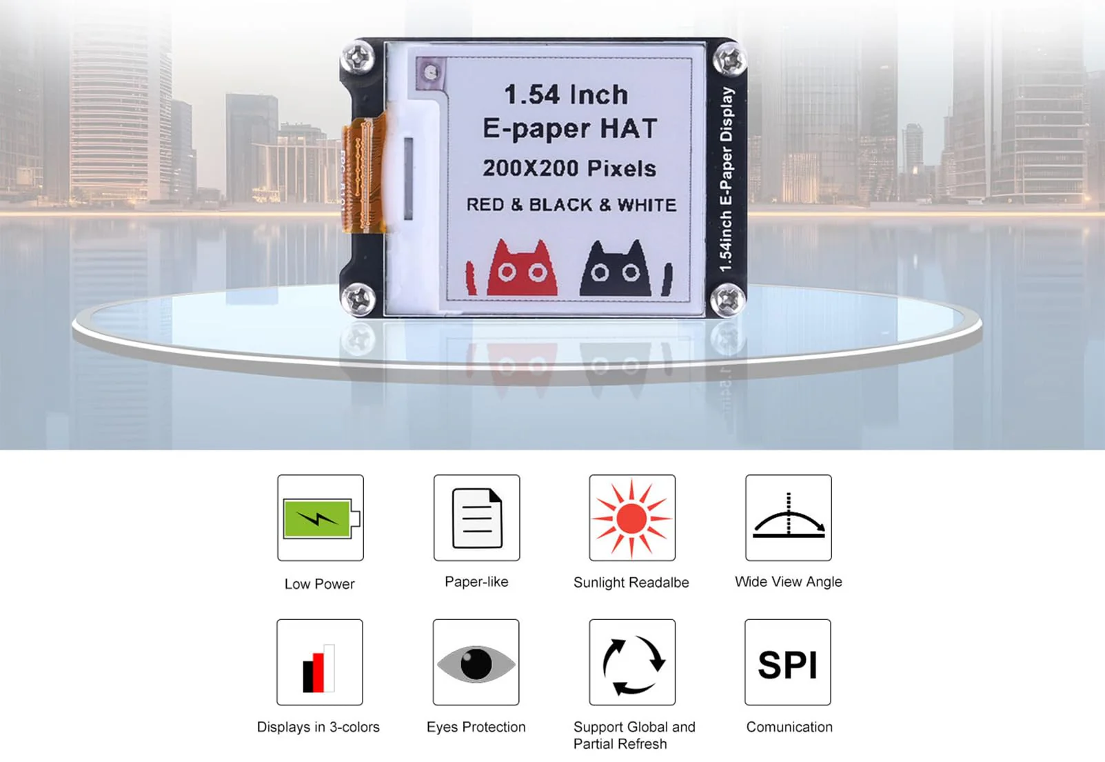 SeenGreat 1.54 Inch E-Ink Display Three Colour E-Paper Screen for Raspberry Pi/Arduino/Jetson Nano/STM32 200 x 200 Pixels Red Black White SPI Interface - Image 4