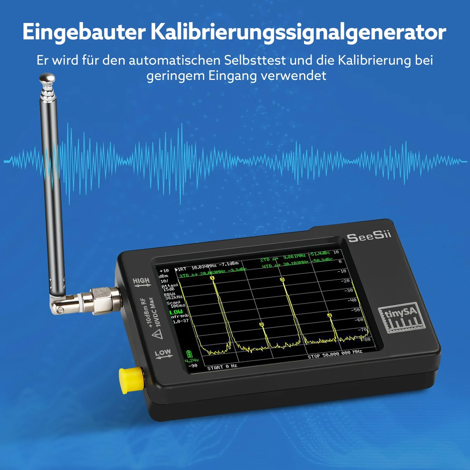 Seesii TinySA Spectrum Analyzer - 2.8 Inch Spectrum Analyzer 100 kHz - 960 MHz Input MF HF VHF UHF, Signal Generator Frequency Analyzer with Touchscreen with ESD Protected - Image 6