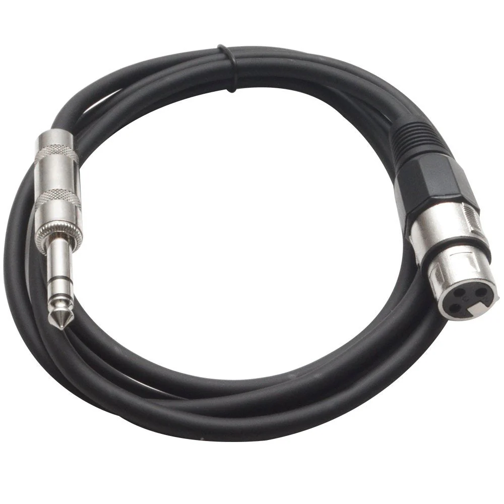 Seismic Audio - SATRXL-F6-6 Pack of Black 6' XLR Female to 1/4" TRS Patch Cable 6 Foot - Image 2