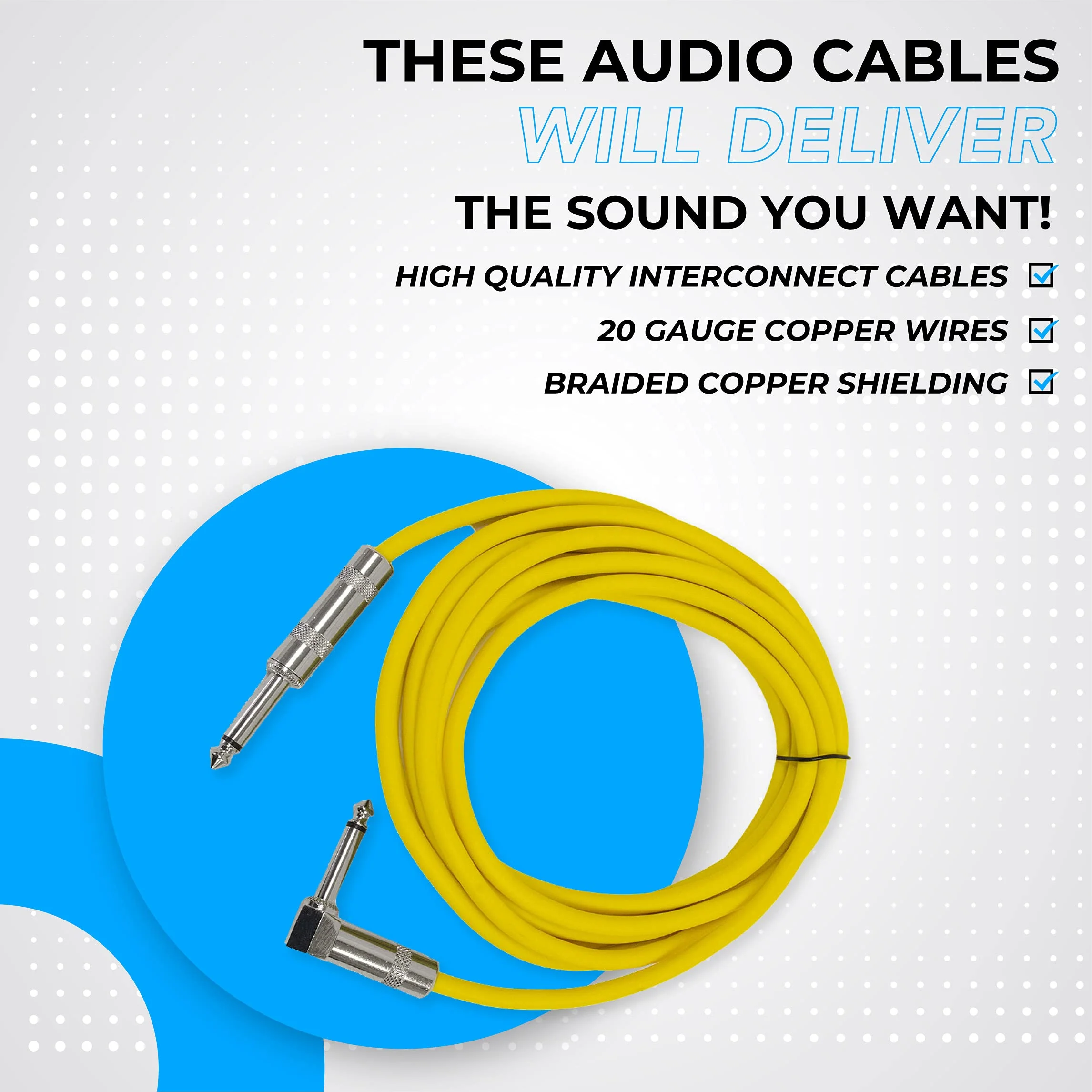 Seismic Audio Speakers Guitar Cables, Right Angle To Straight Guitar Cables, Multicolor, 10 Feet, 6 Pack - Image 4