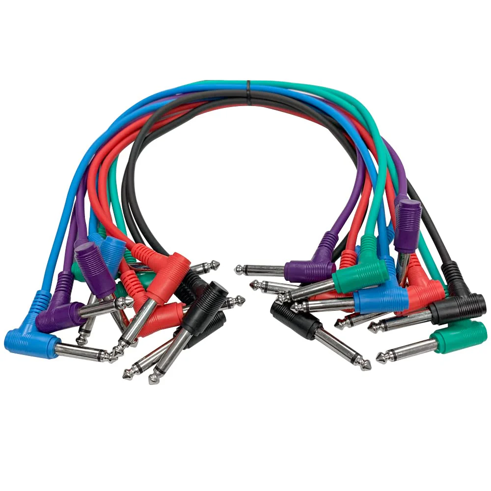 Seismic Audio Speakers ¼” TS Right Angle Patch Cables, Multi Colored Guitar Cables, 1.5 Feet, Pack of 10 - Image 3