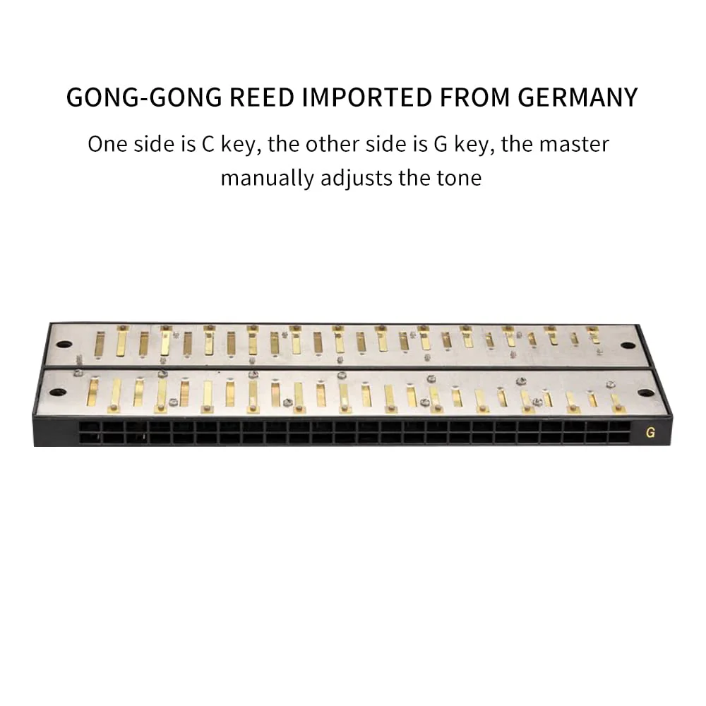 Selected Reeds 24Holes Double-sided Double-tone Harmonica, Advanced C-tone G-tone Polyphonic Harmonica for Beginners, Adults and Students with Wooden Box (24holes) - Image 6
