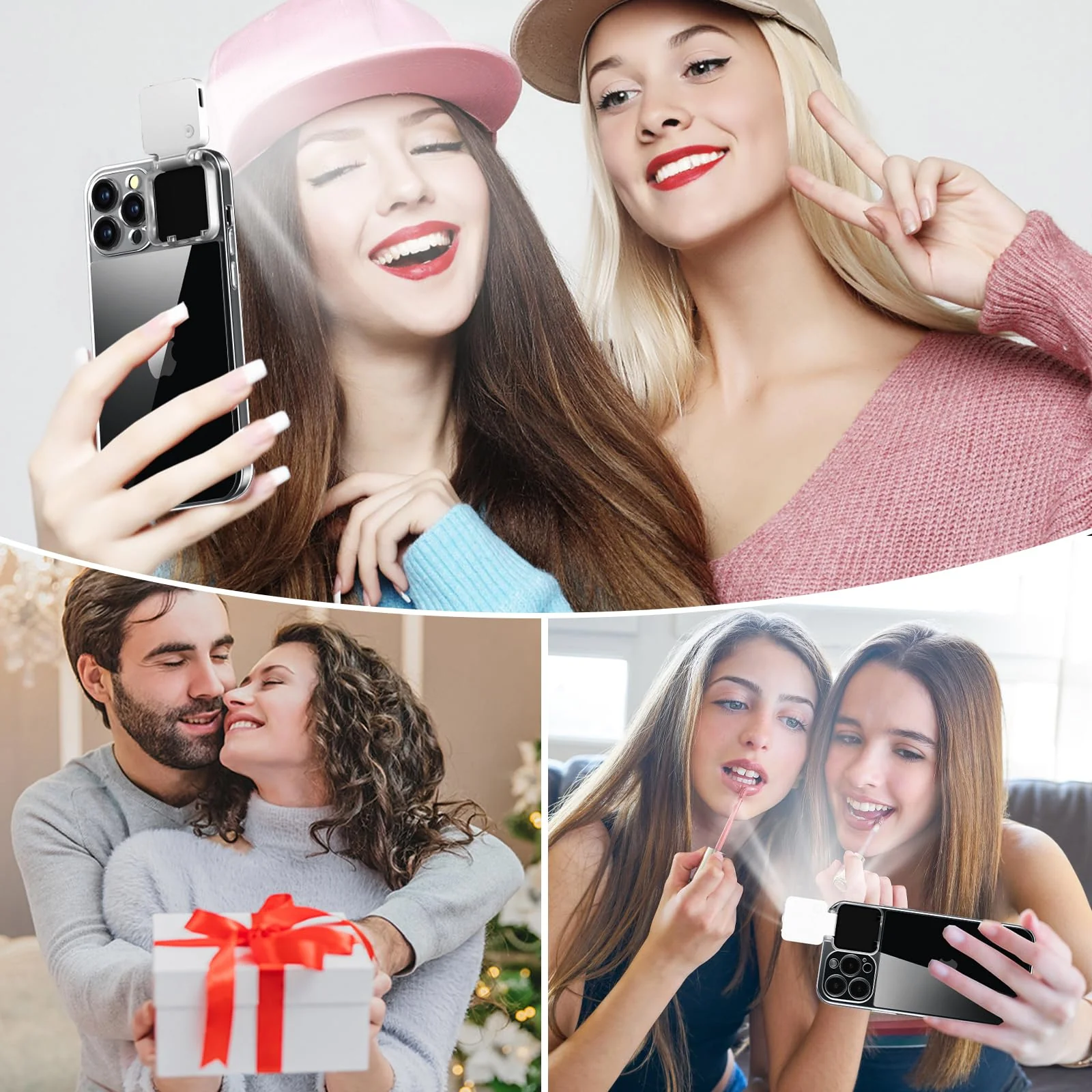 Selfie Light for iPhone 12 Pro Max Case with LED Built-in Light-Up Fill Light Rechargeable for TIK Tok/Stream/Makeup/Live/Video- Selfie (2 Models, 3 Level Brightness) Crystal Clear - Image 3