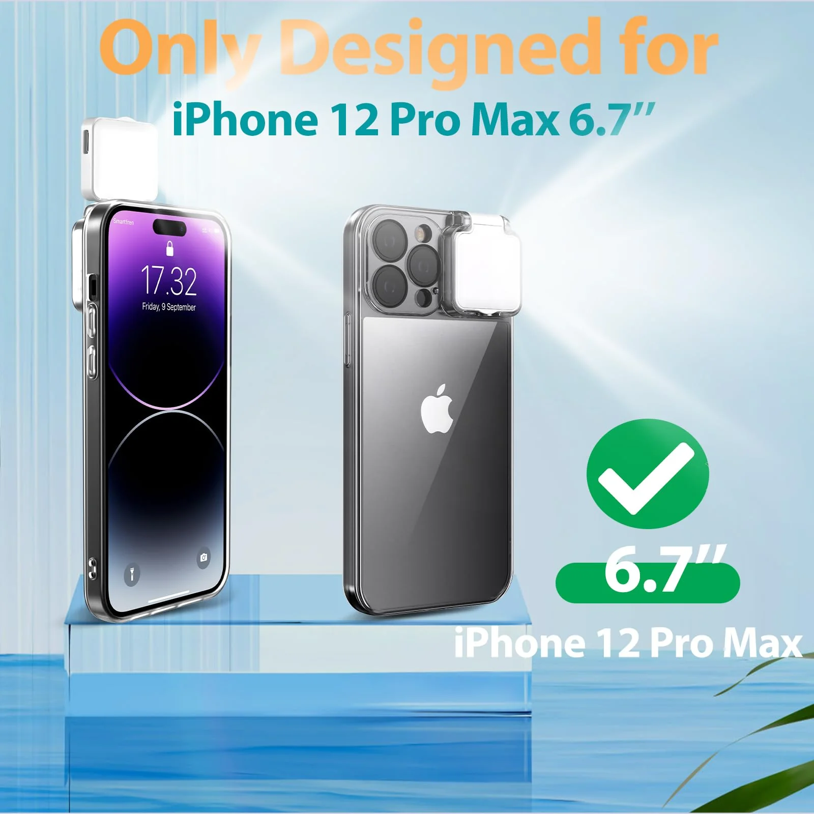 Selfie Light for iPhone 12 Pro Max Case with LED Built-in Light-Up Fill Light Rechargeable for TIK Tok/Stream/Makeup/Live/Video- Selfie (2 Models, 3 Level Brightness) Crystal Clear - Image 6