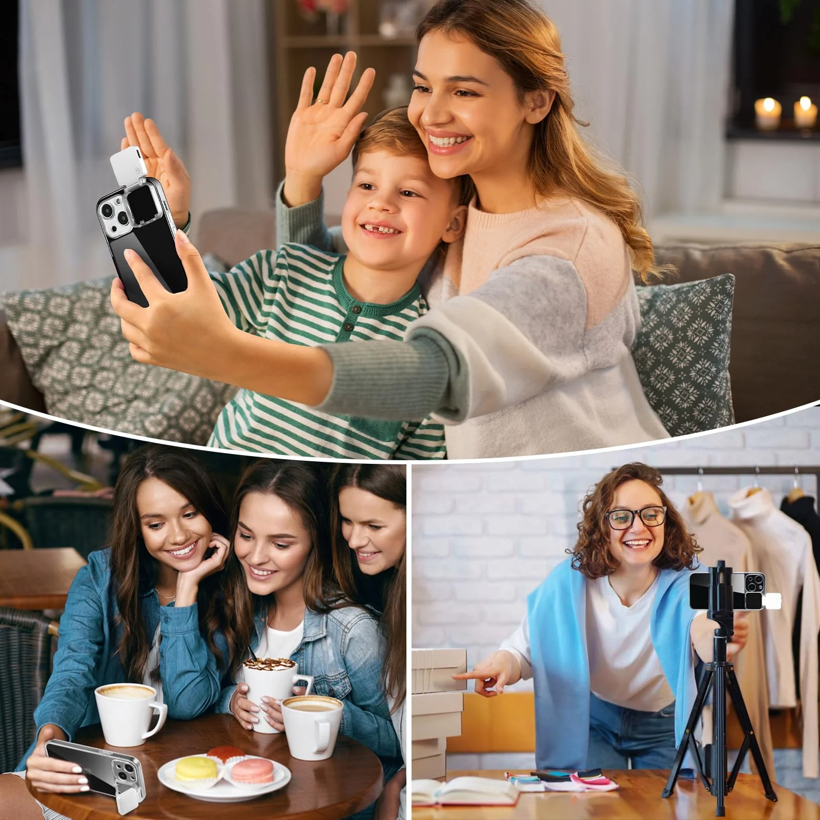 Selfie Light for iPhone 15 Case with LED Built-in Light-Up Rechargeable for TIK Tok/Stream/Makeup/Live/Video- Selfie (2 Models, 3 Level Brightness) (Clear, for iPhone 15) Clear - Image 4