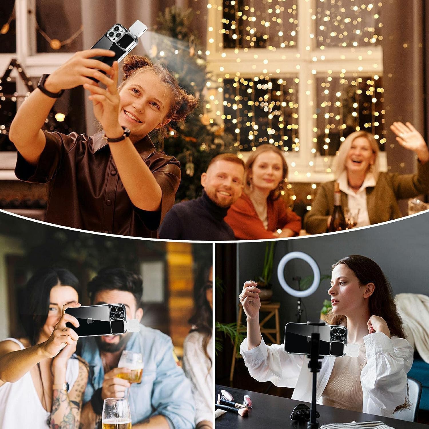 Selfie Light for iPhone 15 Pro Max Case with LED Built-in Light-Up Rechargeable for TIK Tok/Stream/Makeup/Live/Video- Selfie (2 Models, 3 Level Brightness) (Clear, for iPhone 15 Pro Max) Clear - Image 4