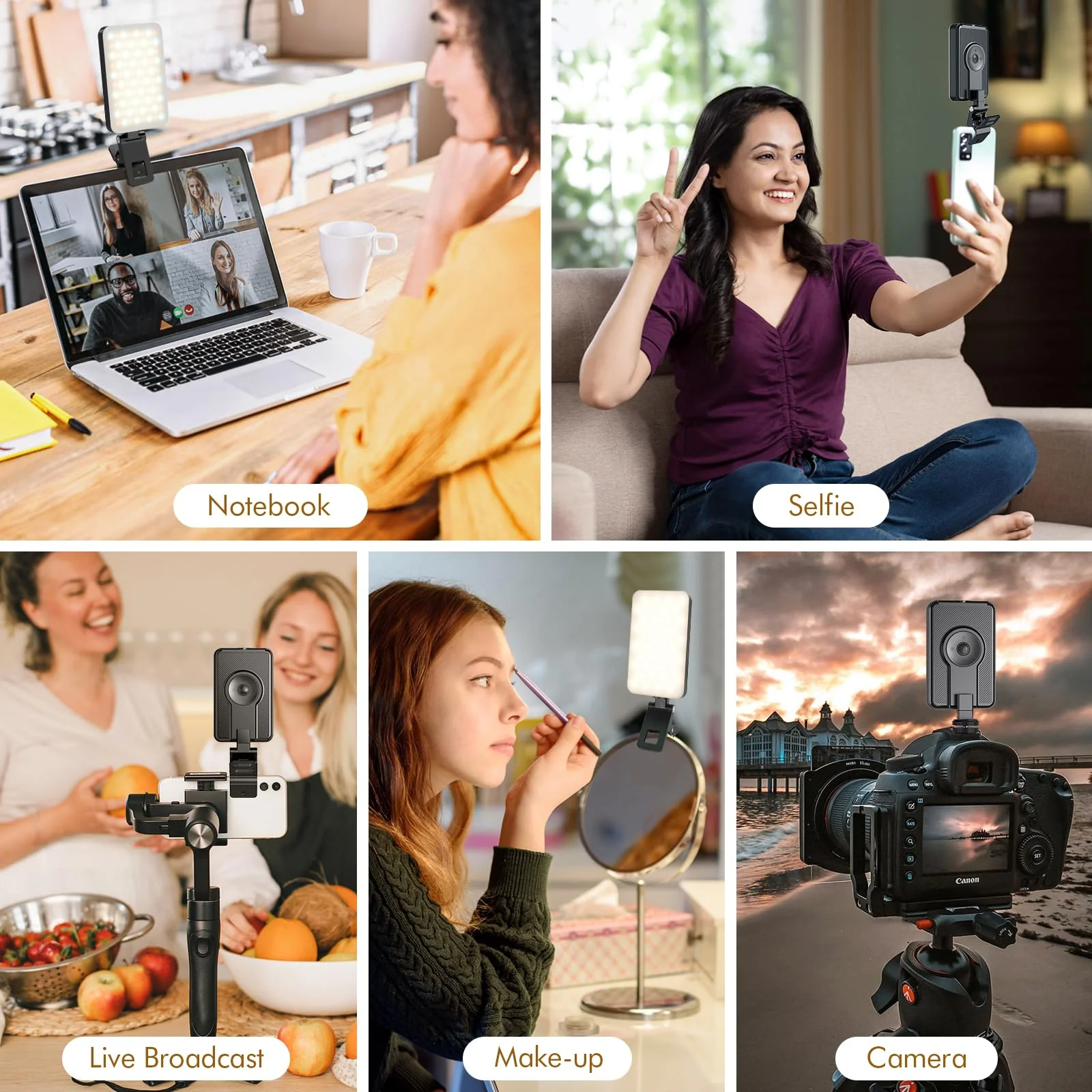 Selfie Light, Long Time Rechargeable Clip Video Light, Upgraded Cell Phone Light, Adjusted 5 Light Modes, Portable LED Light, Selfie Light for Phone, Camera, Laptop, iPad, TikTok, Video Vlog - Image 6