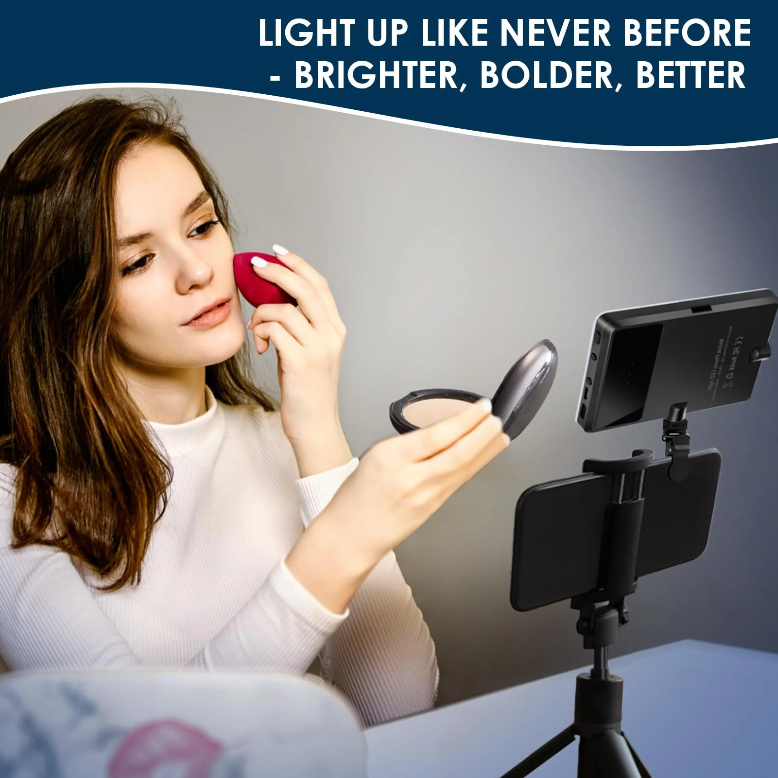 Selfie Light with Front & Back Clip, Eagerey 60 LED Portable Phone Light, Rechargeable Fill Light for TikTok Tablet/Laptop, iPad, Conference Vlog Video, 3 Light Modes, CRI 95+ Clip on Light - Image 5