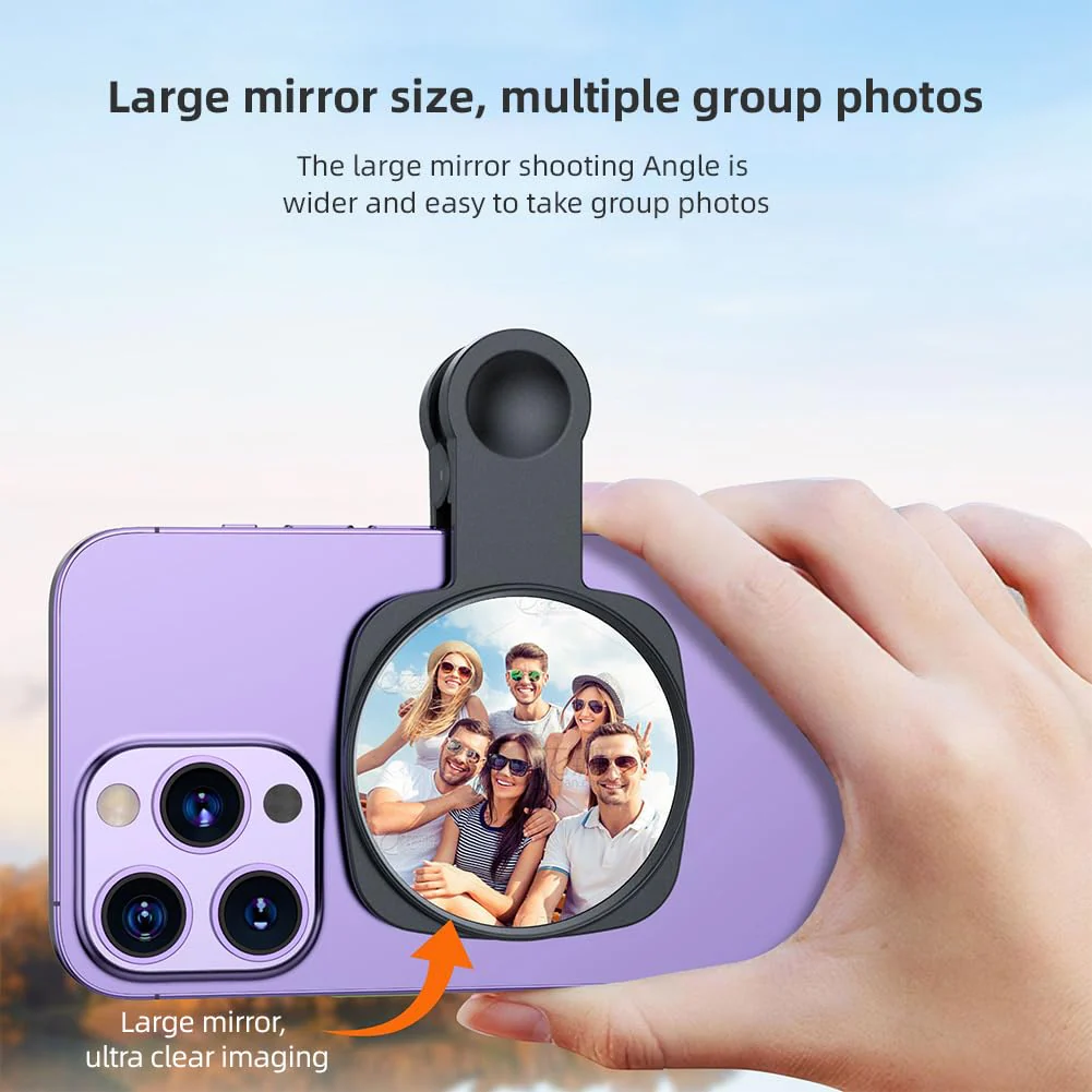 Selfie Mirror Compact Phone Mirror Universal Phone Clip for iPhone 15/14/13/12 Android Samsung Smartphone Selfie Vlog Accessories - Image 3