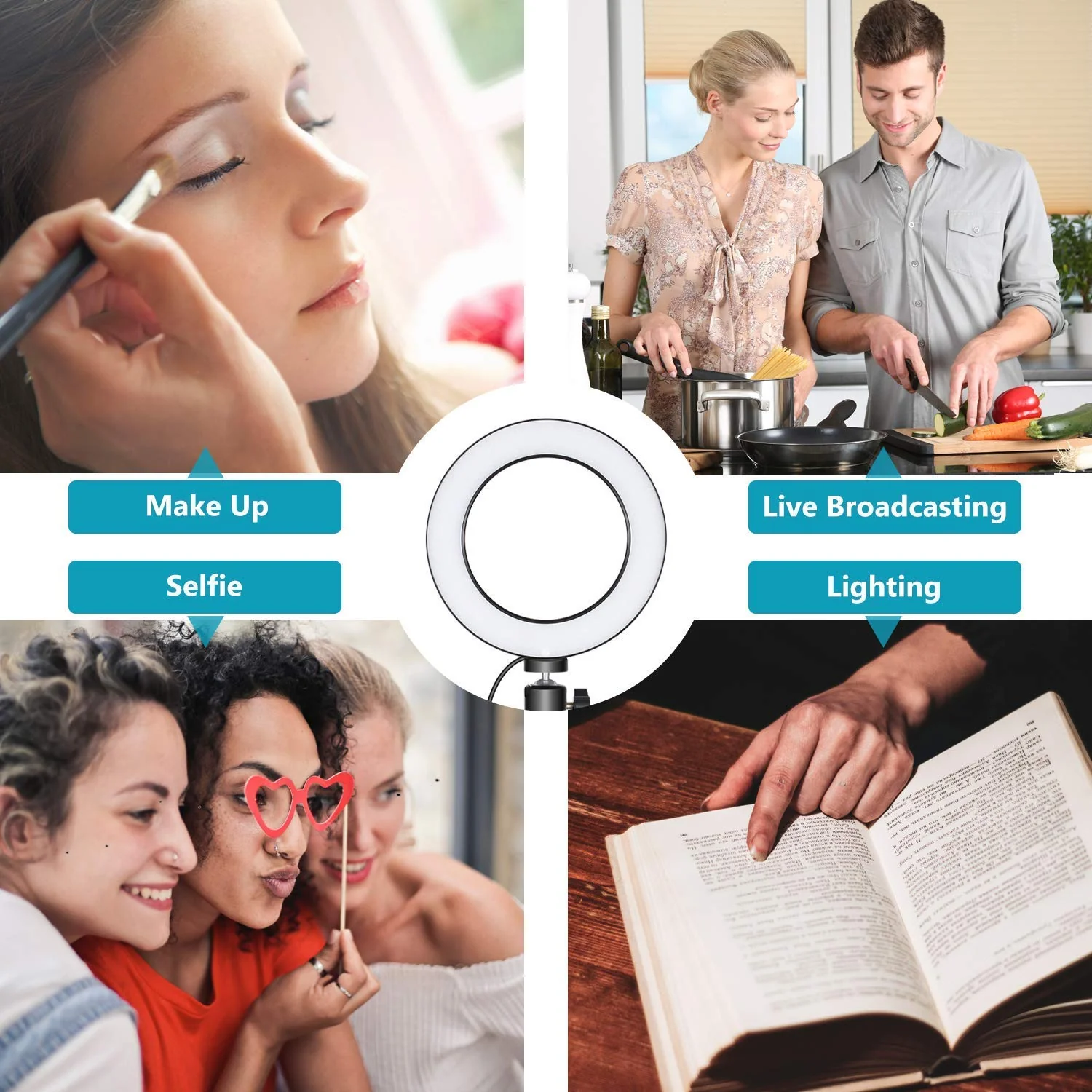 Selfie Ring Light 8-inch for YouTube Video Live Streaming Makeup Photography, Desktop USB LED Light with 3 Light Modes and 10 Brightness Level - Image 2