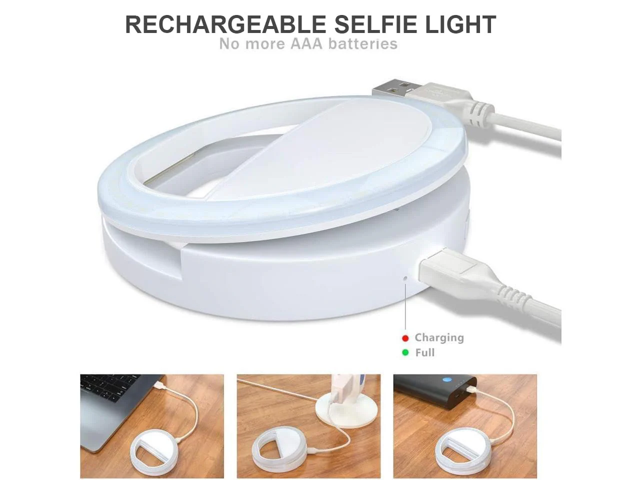 Selfie Ring Light for iPhone | Rechargeable Battery | Portable LED Light for iPhone/Android Phone Photography Camera Video | 3 Adjustable Light Levels | Beauty Selfie Influencer - Image 2