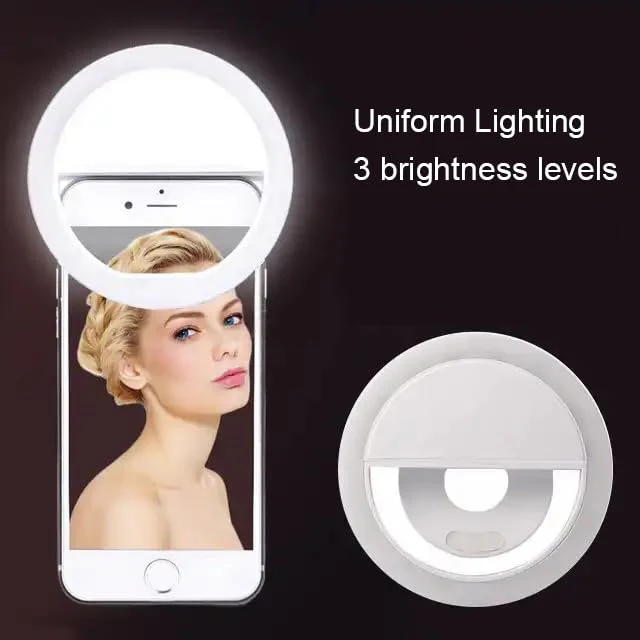 Selfie Ring Light for iPhone | Rechargeable Battery | Portable LED Light for iPhone/Android Phone Photography Camera Video | 3 Adjustable Light Levels | Beauty Selfie Influencer - Image 3