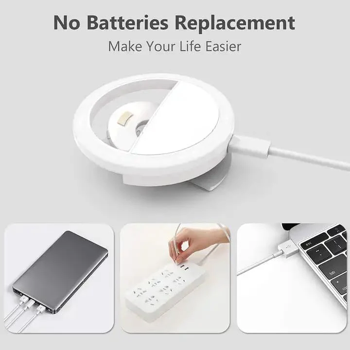 Selfie Ring Light for iPhone | Rechargeable Battery | Portable LED Light for iPhone/Android Phone Photography Camera Video | 3 Adjustable Light Levels | Beauty Selfie Influencer - Image 4