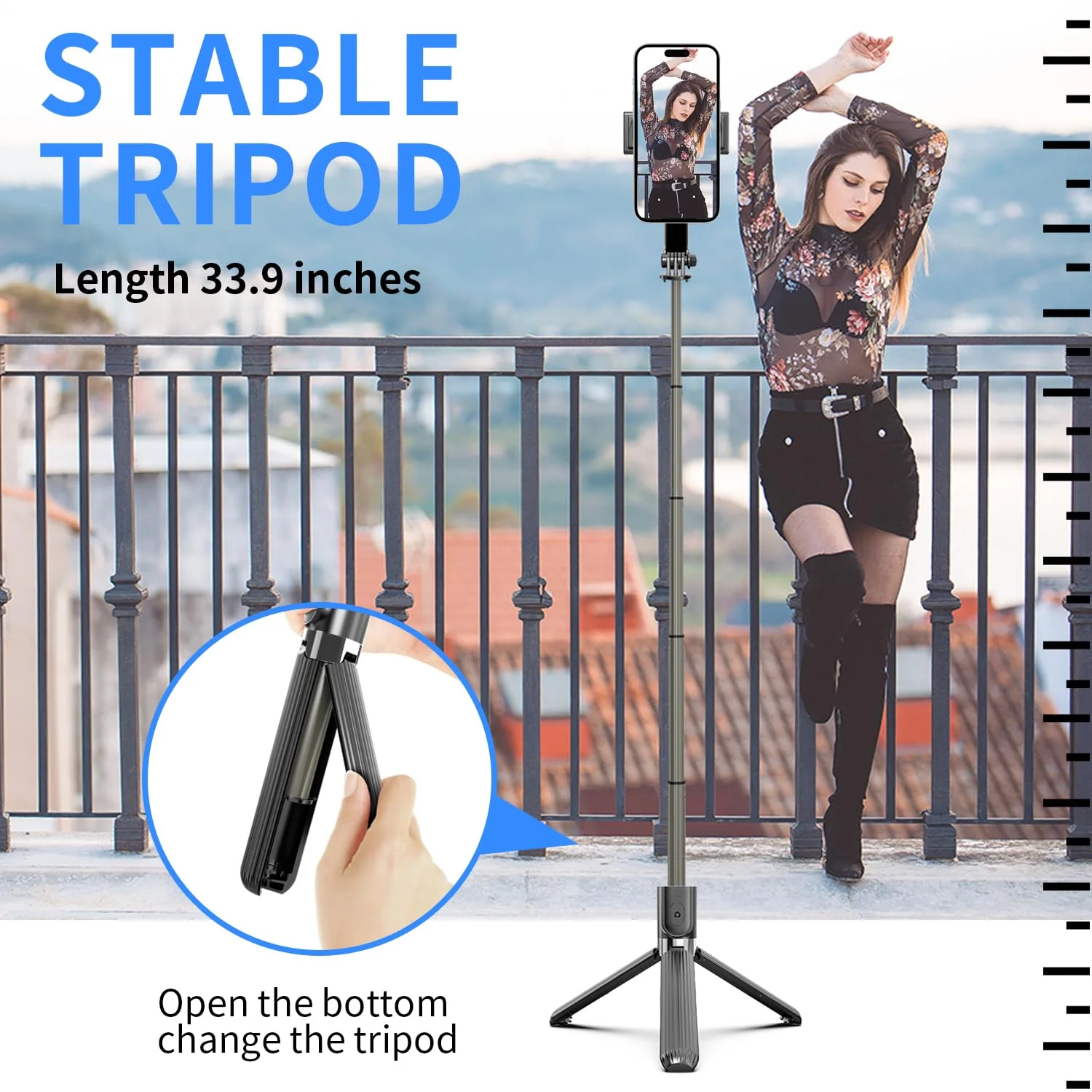 Selfie Stick Head Stabilizer, 360° Swivel Tripod with Wireless Remote, Portable Cell Phone Holder, Self-Balancing Single-Axis Head for Smartphones Tiktok Vlog Youtuber Live Video Recording - Image 5
