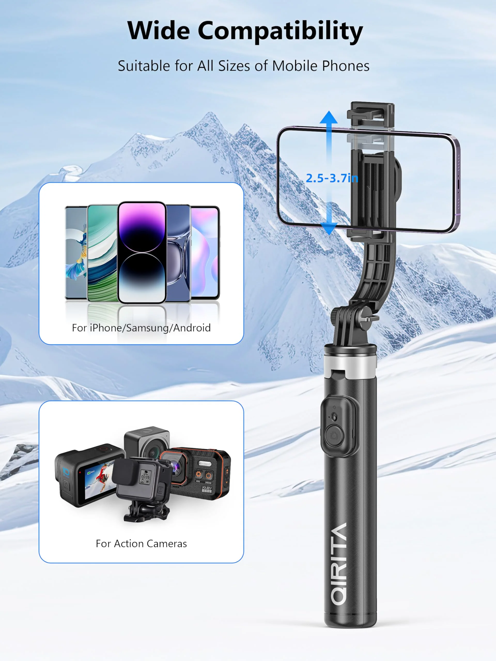 Selfie Stick & Phone Tripod, All in 1 Selfie Stick Tripod with Remote, Phone Travel Tripod Stand for Video Recording, Live Streaming, Photograph, Group Photo, Vlog Compatible with All Cellphones 52in-Stainless Steel Pole - Image 6