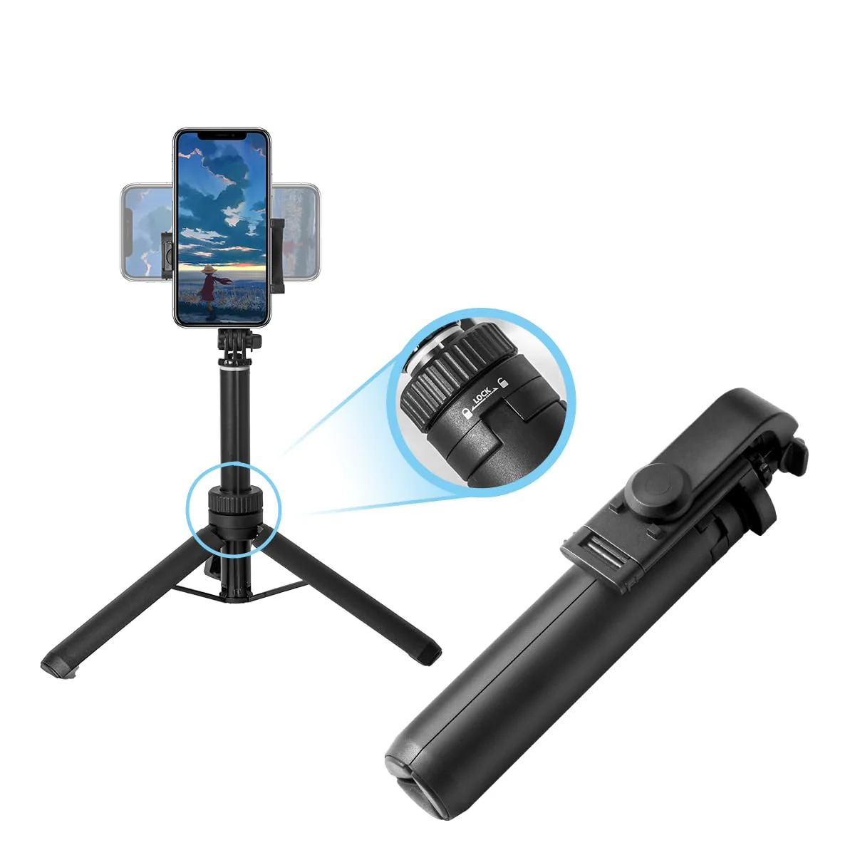 Selfie Stick Tripod for Cell Phone & Camera, 50" Expandable Phone Tripod with Remote Control and Rotate Phone Holder, Portable Tripod for iPhone/Goproo and Cameras. - Image 3