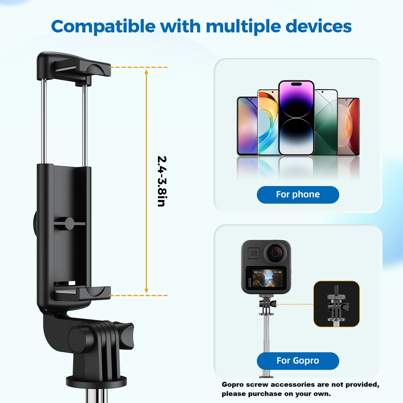 Selfie Stick Tripod, Retractable Selfie Stick Tripod with Wireless Remote Control, for Photograph, Live Streaming, Video Recording, Compatible with Android, iPhone and More - Image 4