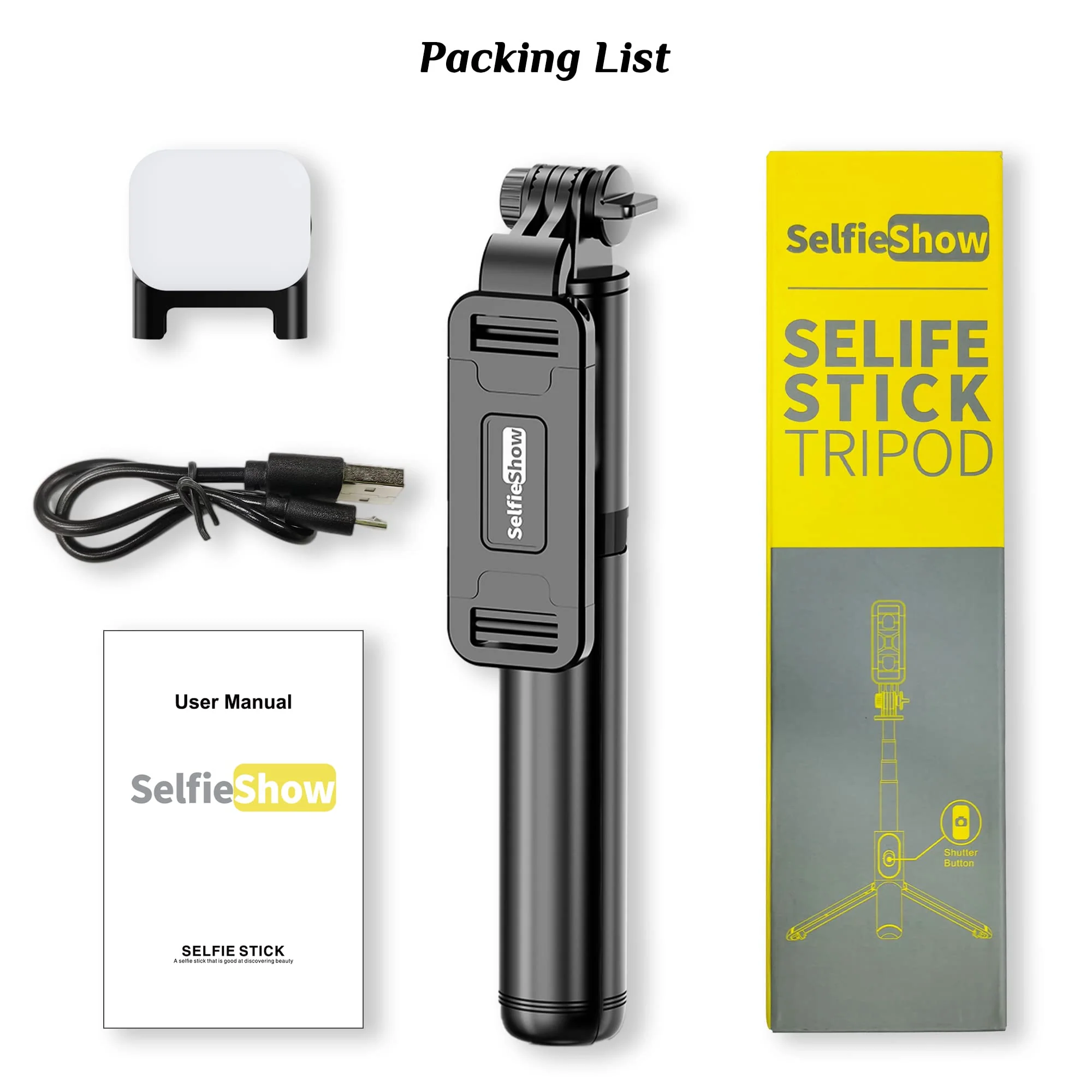 Selfie Stick Tripod with Fill Light, All in One Extendable Selfie Stick with Detachable Wireless Remote, Flexible Phone Tripod Stand Compatible with iPhone/Galaxy, Compact Size & Lightweight Black & With Light - Image 8