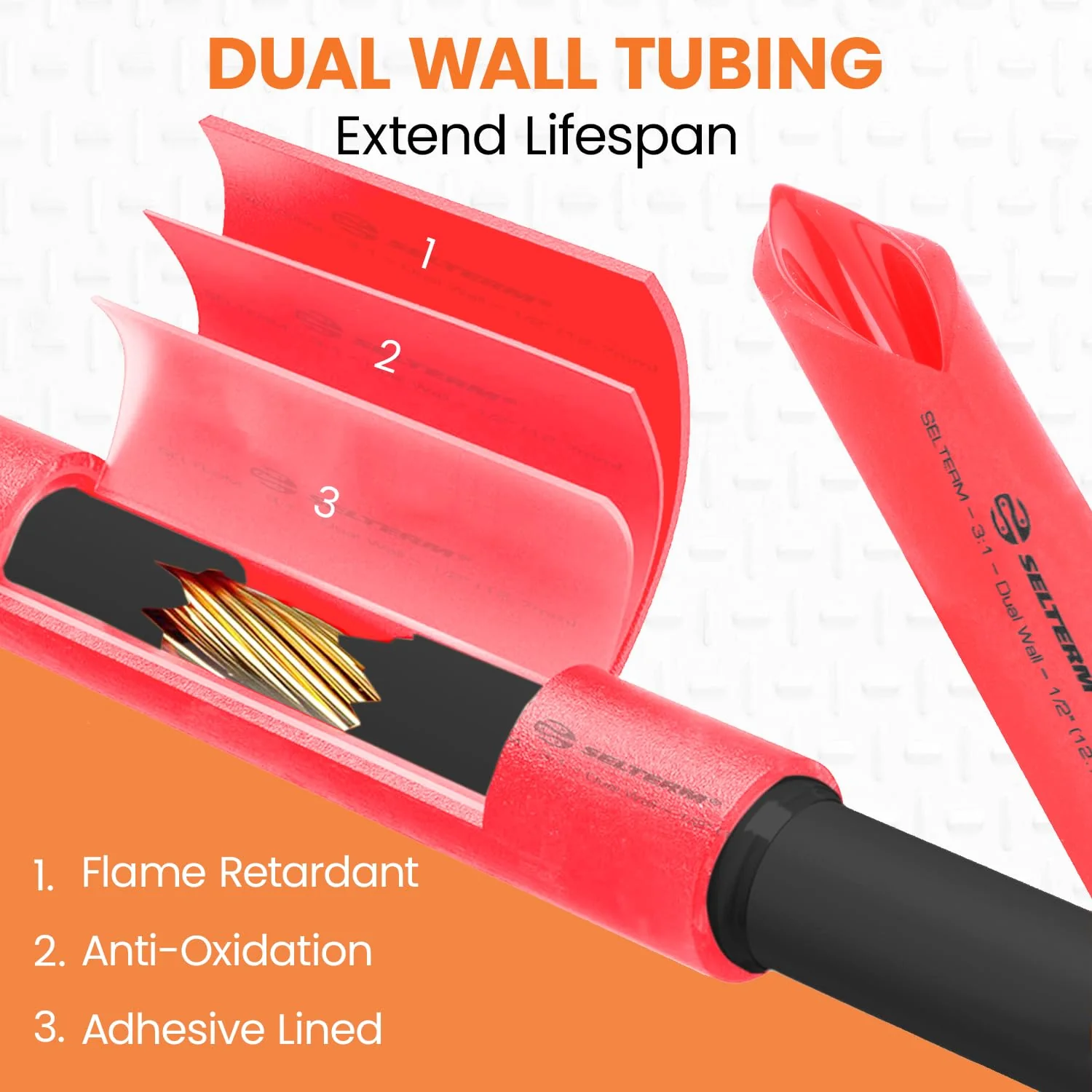 SELTERM 1/2" Red [50 Feet] Marine Grade Heat Shrink Tubing Roll, 3:1 Ratio Dual Wall Adhesive Lined Waterproof Heat Shrink Wrap Tube, for Battery Cable Lugs Wire Terminals Connectors 1/2" - 12.7MM - Image 7