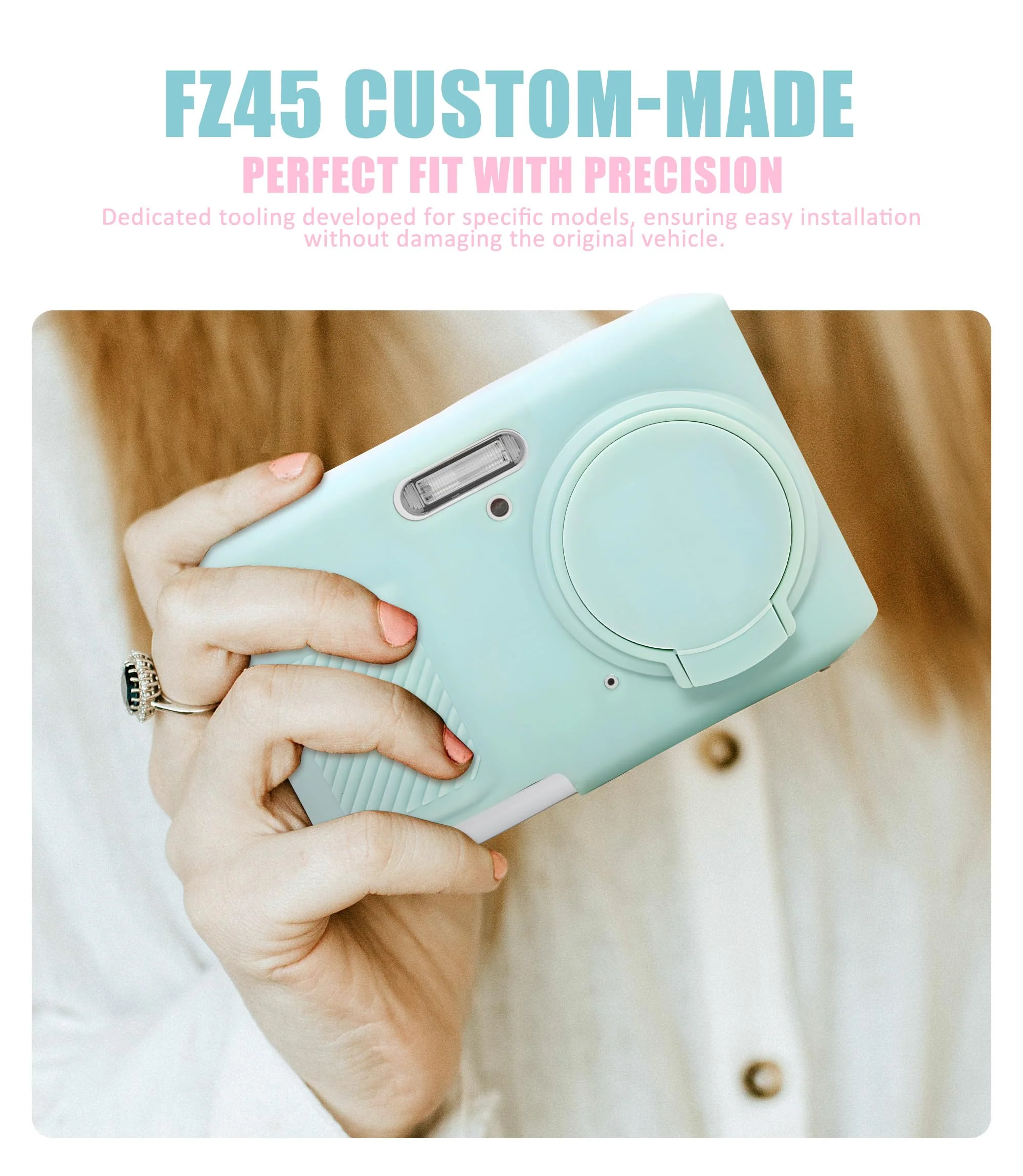 Seltureone Camera Case for Kodak PIXPRO FZ45 with Cute Camera Charm Wrist Strap and Screen Protector, Built-in Lens Cap Soft Silicone Protective Case for Kodak PIXPRO FZ45 Accessories - Mint Green - Image 2