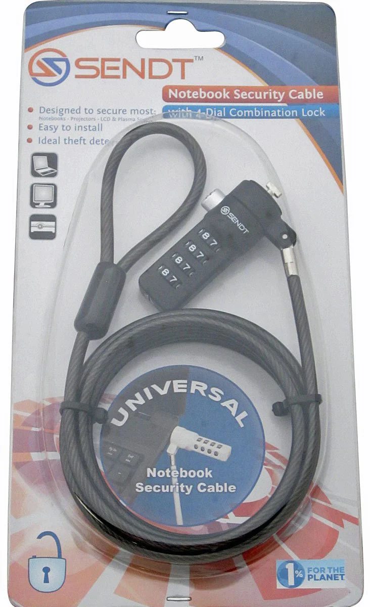 Sendt Black Notebook/Laptop Combination Lock Security Cable - Image 3