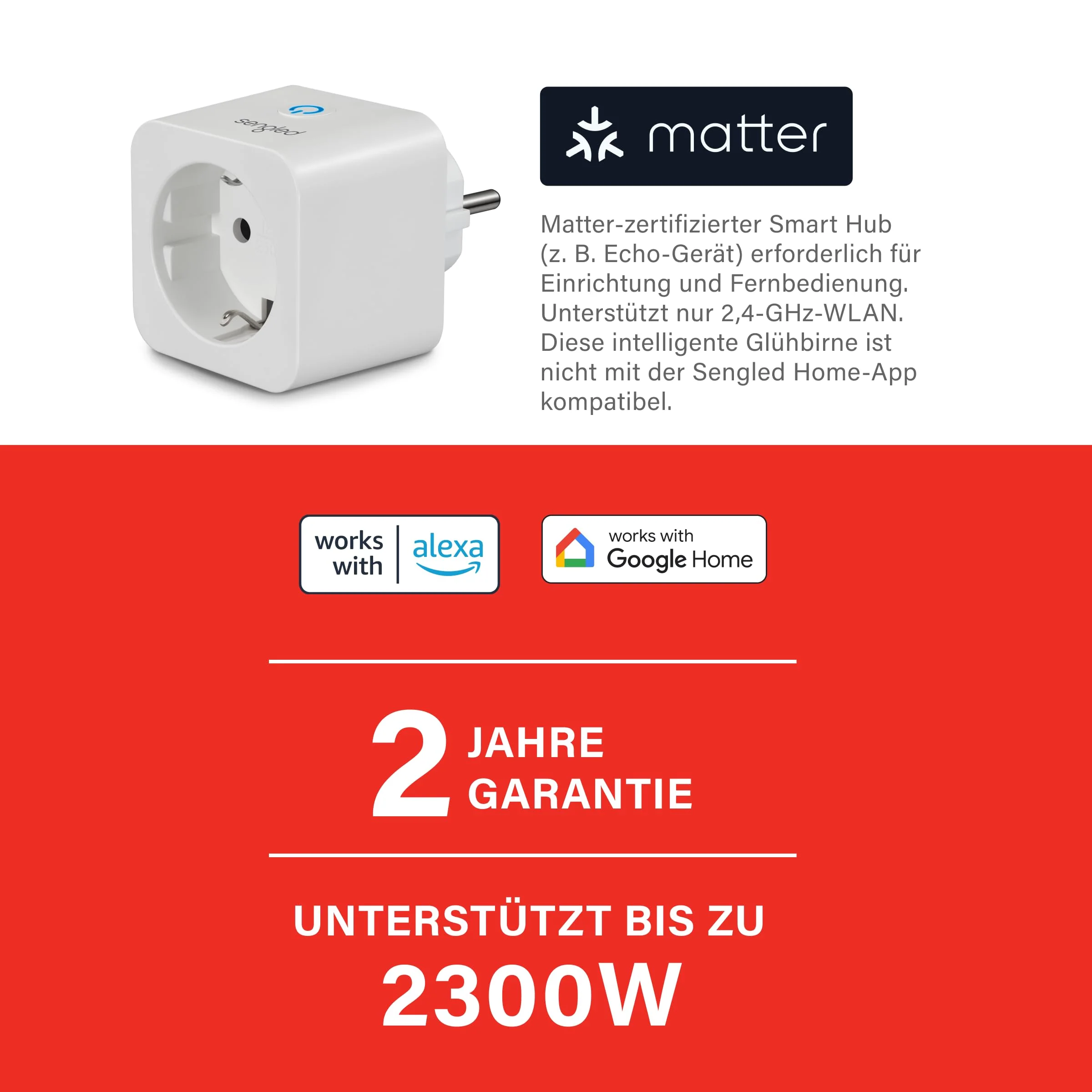 Sengled Smart Plug Matter Works with Alexa Instant Pairing Supports up to 2300W Matter Compatible Platform Required 2.4GHz WiFi 1 Pack - Image 11