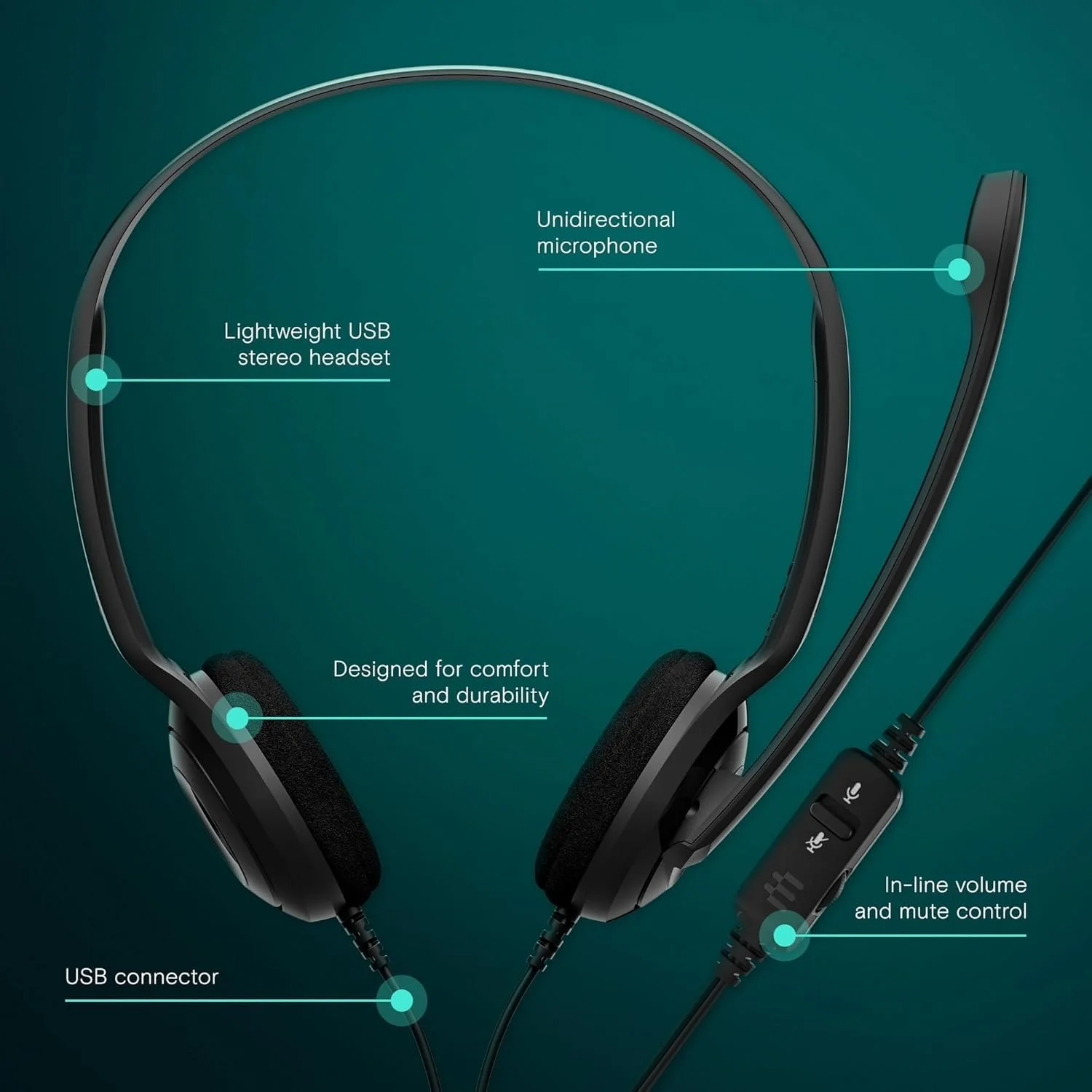 Sennheiser PC 8 USB - Stereo USB Headset for PC and MAC with In-line Volume and Mute Control - Black 1 Count (Pack of 1) - Image 12