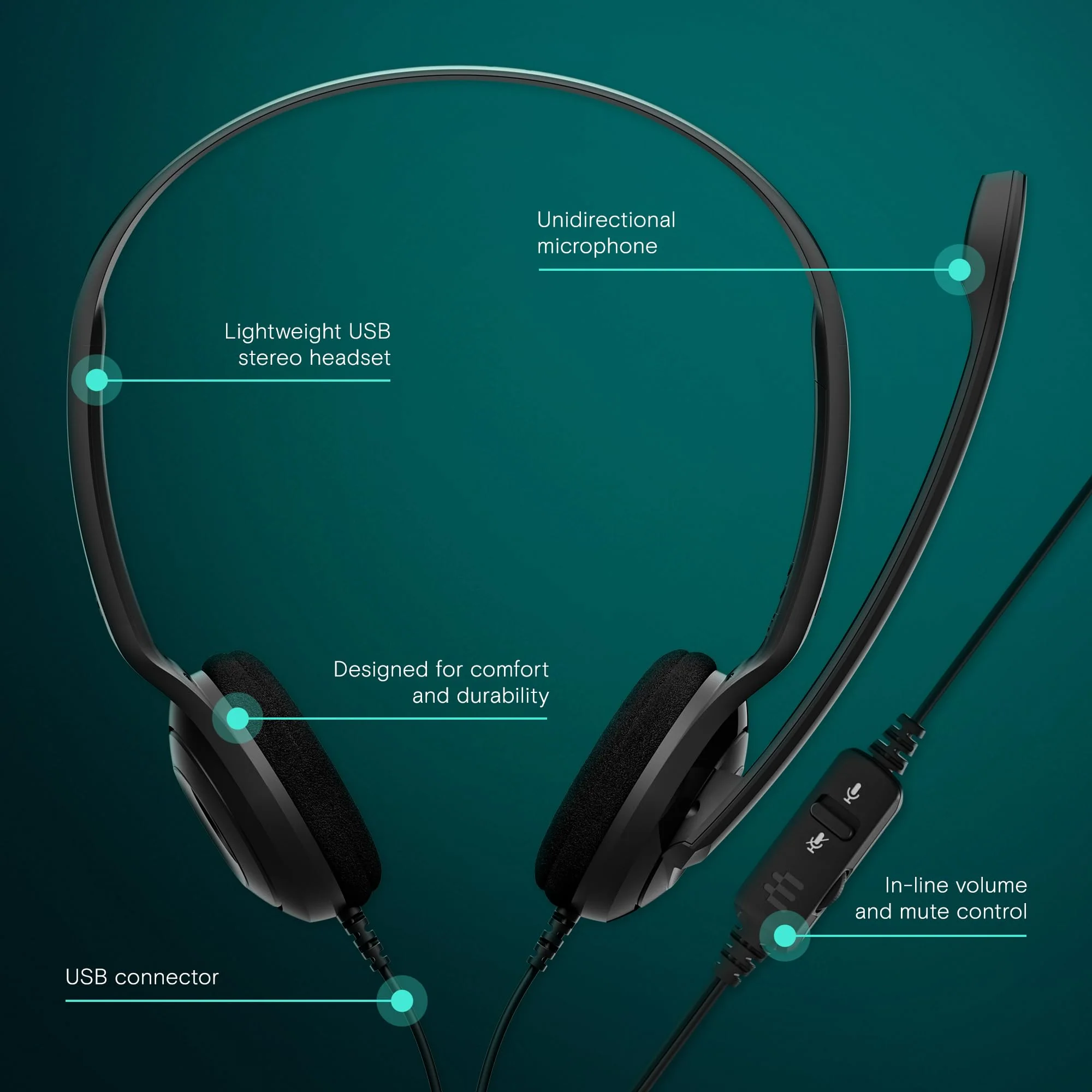 Sennheiser PC 8 USB - Stereo USB Headset for PC and MAC with In-line Volume and Mute Control - Black 1 Count (Pack of 1) - Image 5