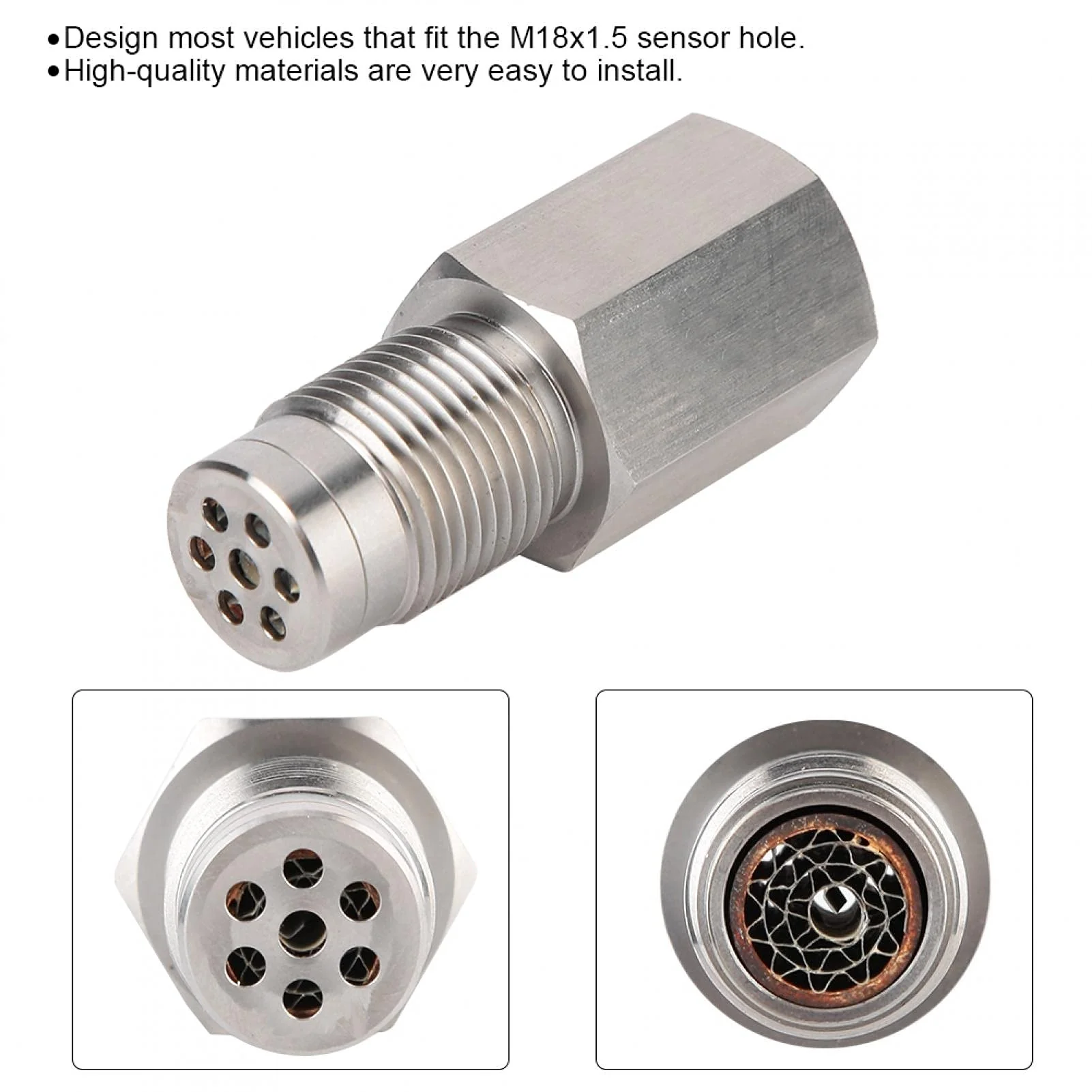 Sensor Oxigeno + Stainless Steel O2 Sensor Protective Case Plug Adapter with Mini Catalytic Converter M18 x 1.5 - Image 2