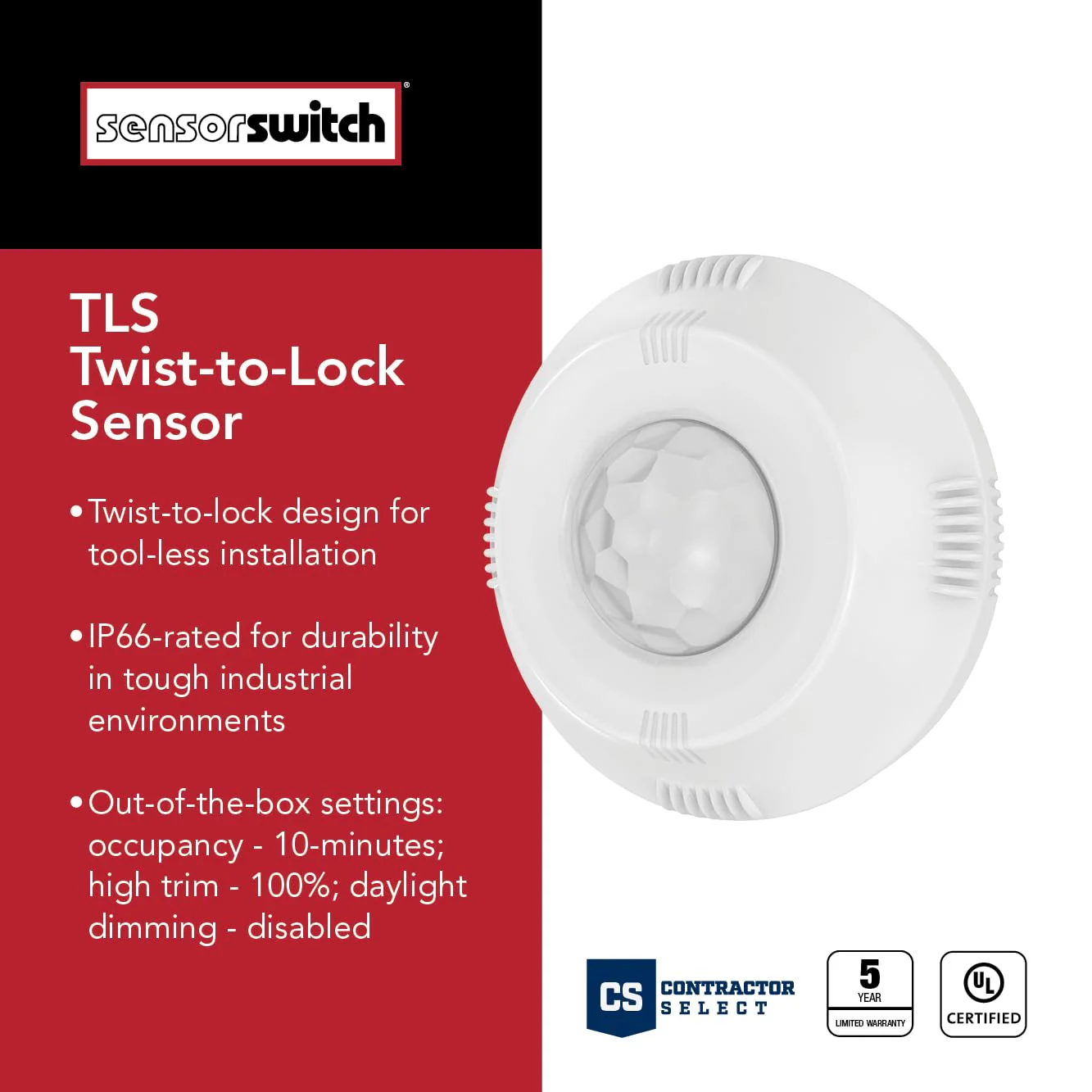 Sensor Switch Twist-to-Lock Motion Sensor, Easy to Install Daylight and Motion Detector for Lithonia Lighting Compact Pro Family Luminaires, Photocell and PIR Detection IP66 Rated, White (TLS WH) Sensor (White) - Image 3