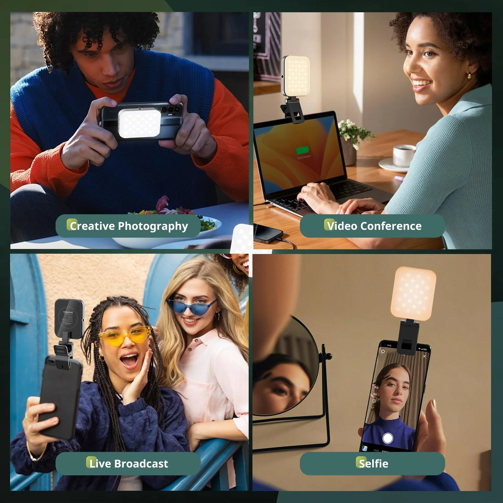 Sensyne Magnetic Selfie Light, LED Fill Light Compatible with Magsafe, iPhone, Android, iPad, Laptop, for Selfies/Photography/TikTok/Zoom Calls/Video Conference Magnetic Clip Light - Image 2