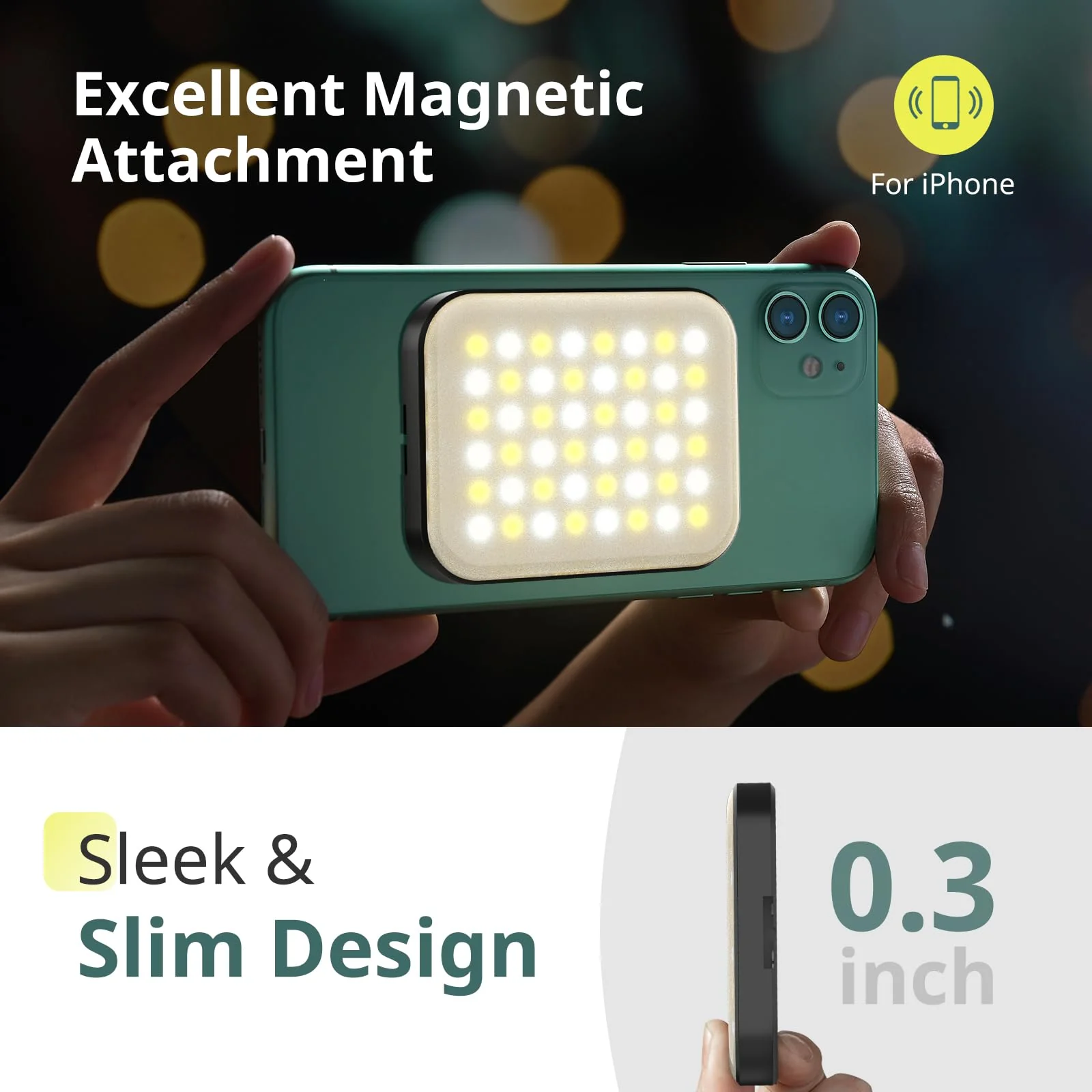 Sensyne Magnetic Selfie Light, LED Fill Light Compatible with Magsafe, iPhone, Android, iPad, Laptop, for Selfies/Photography/TikTok/Zoom Calls/Video Conference Magnetic Clip Light - Image 3