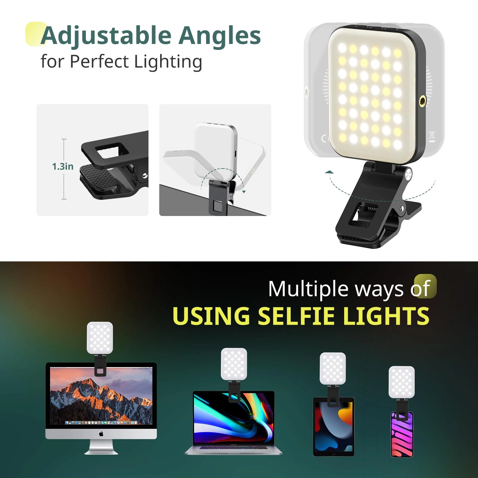 Sensyne Magnetic Selfie Light, LED Fill Light Compatible with Magsafe, iPhone, Android, iPad, Laptop, for Selfies/Photography/TikTok/Zoom Calls/Video Conference Magnetic Clip Light - Image 6