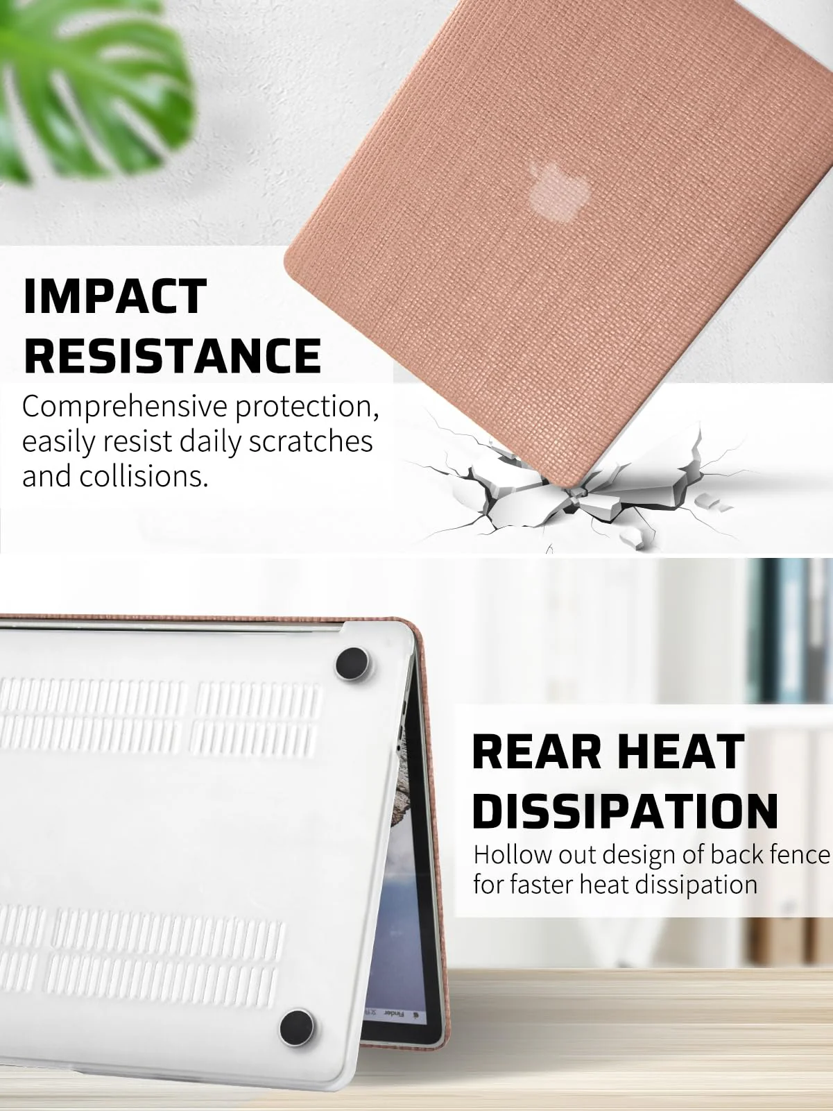 Seorsok Compatible for MacBook Pro 14 inch Case 2023-2021 M3 Pro/Max A2918 A2992 M2 A2779 M1 A2442 Touch ID,Elegant Leather Plastic Hard Shell Case with Transparent Keyboard Cover,Reddish Woven Pro 14 Inch A2442/A2779/A2918/A2992 Reddish - Image 4