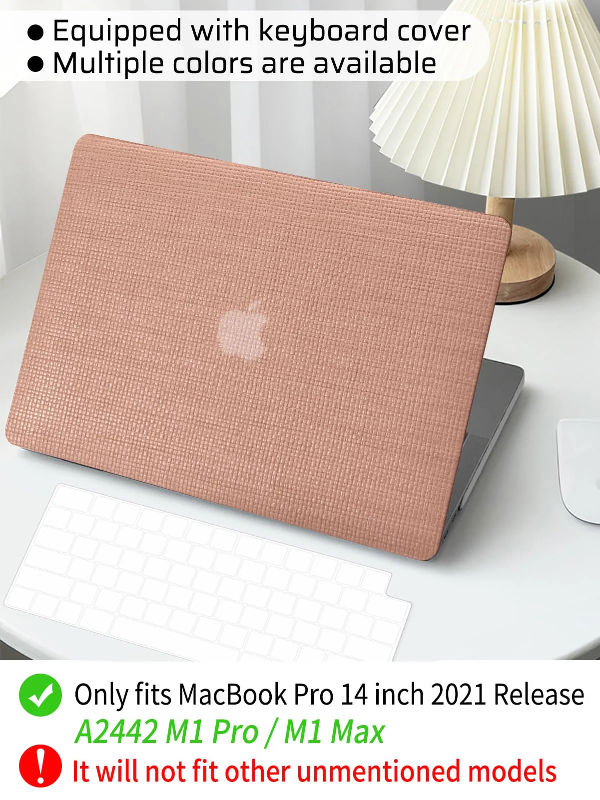 Seorsok Compatible for MacBook Pro 14 inch Case 2023-2021 M3 Pro/Max A2918 A2992 M2 A2779 M1 A2442 Touch ID,Elegant Leather Plastic Hard Shell Case with Transparent Keyboard Cover,Reddish Woven Pro 14 Inch A2442/A2779/A2918/A2992 Reddish - Image 7