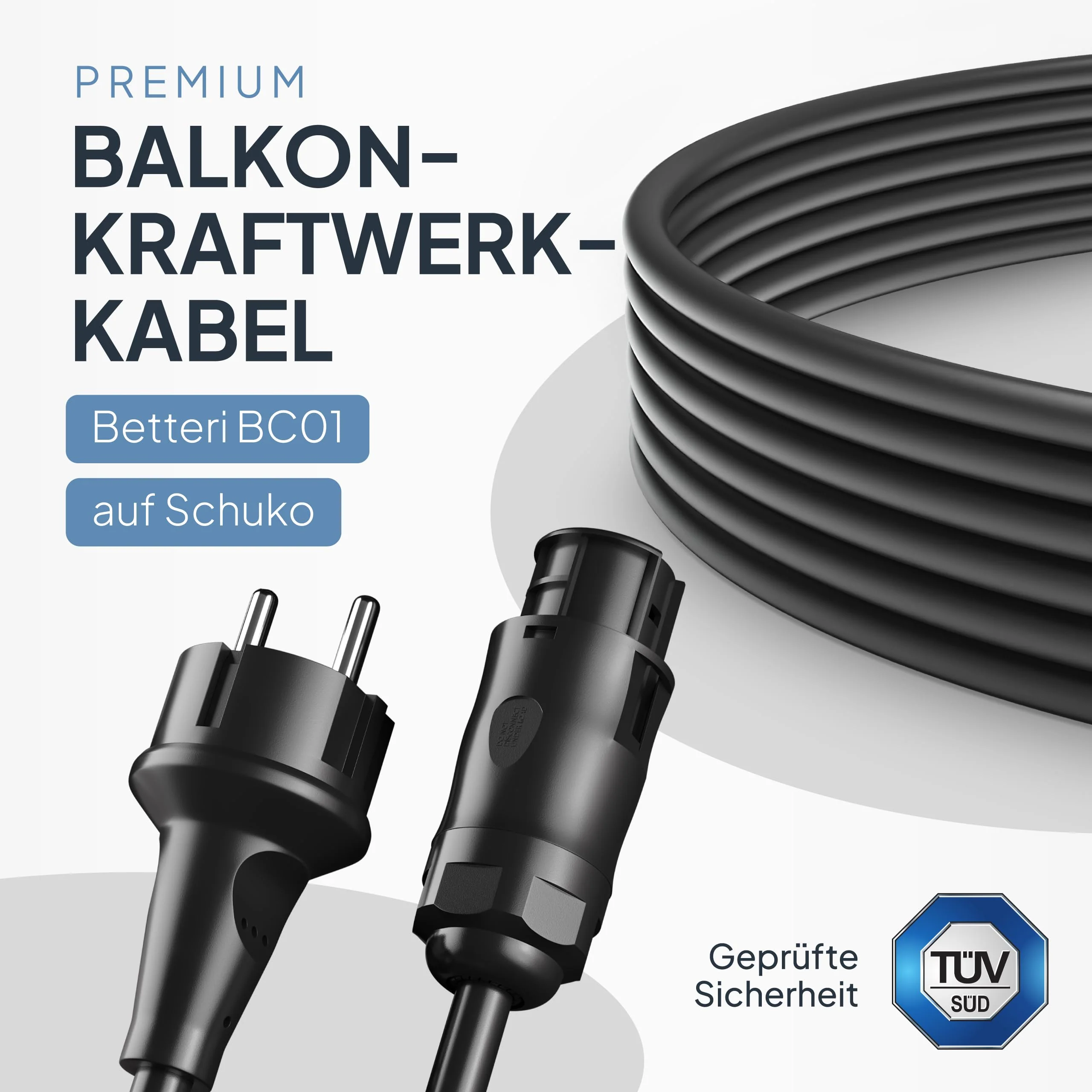 SEPO-Leitungen BC01 Balcony Power Station Cable - Female to Schuko Plug 2 m (IP44) Including 0% VAT According to § 12 Paragraph 3 UStG - AC Extension Cable for Inverter Deye, Envertech, TSUN, NEP 0% VAT - Cable 2 Meter - Image 2