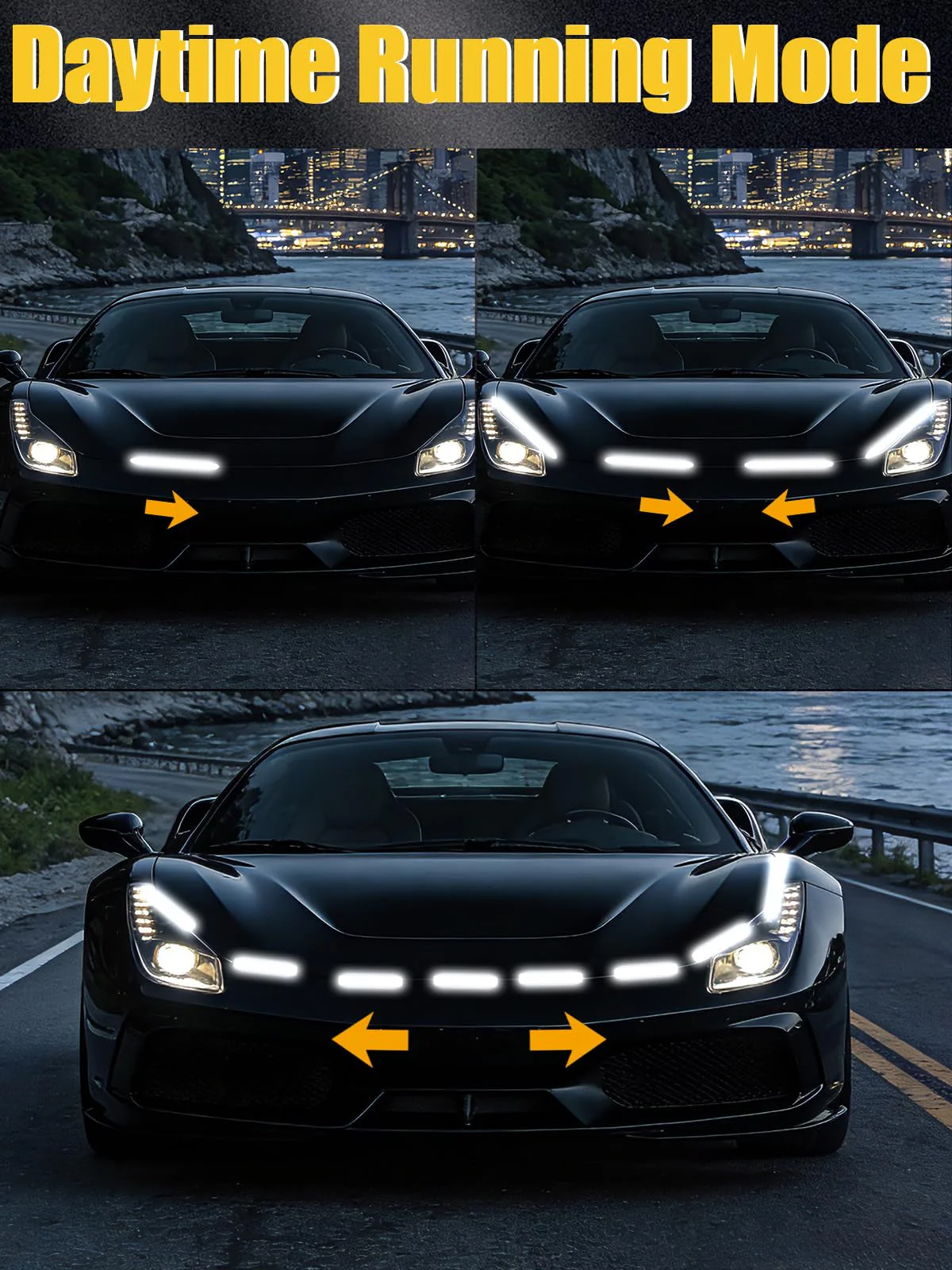 Sequential Dynamic Scan LED Hood Light Strip for Cars, Dual Color White DRL with Amber Turn Signal, Flexible Cuttable IP68 Waterproof Exterior LED Light, for Trucks SUVs Vans, 59inch 12V, 1 Set 59 inch - Image 8