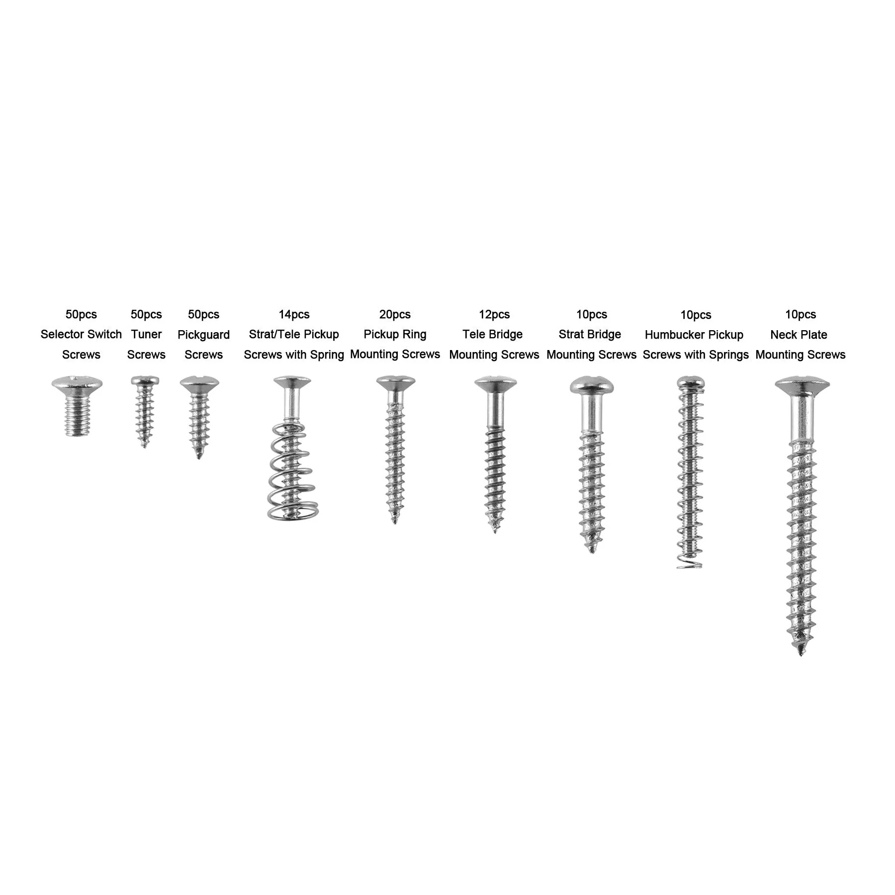 Sesyomr Electric Guitar Screw Kit - 226 Piece Set (9 Types) with Springs for Bridge, Pickup, Pickguard, Tuner, Switch, Neck Plate, Strap Buttons & Tweezers - Image 3