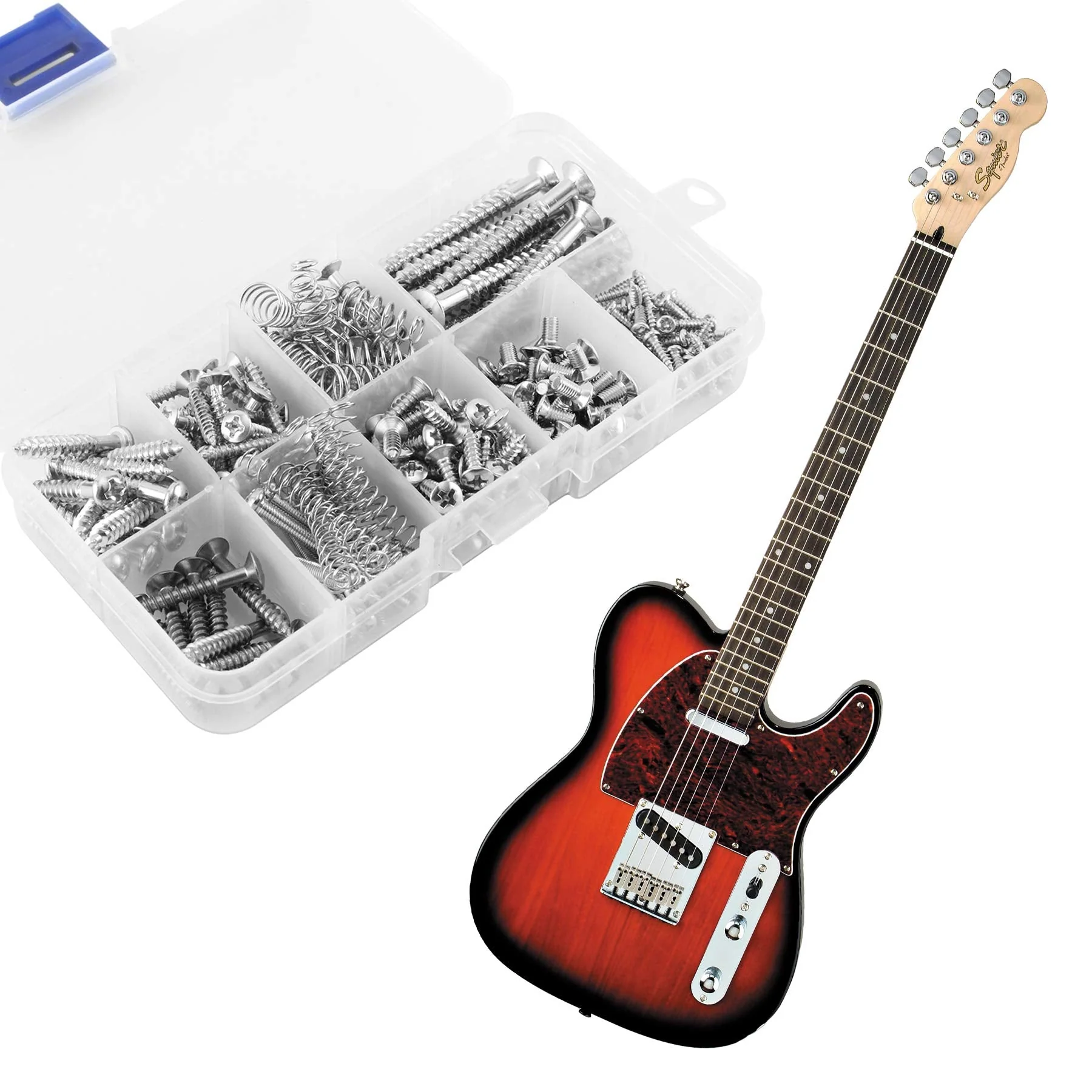 Sesyomr Electric Guitar Screw Kit - 226 Piece Set (9 Types) with Springs for Bridge, Pickup, Pickguard, Tuner, Switch, Neck Plate, Strap Buttons & Tweezers - Image 4