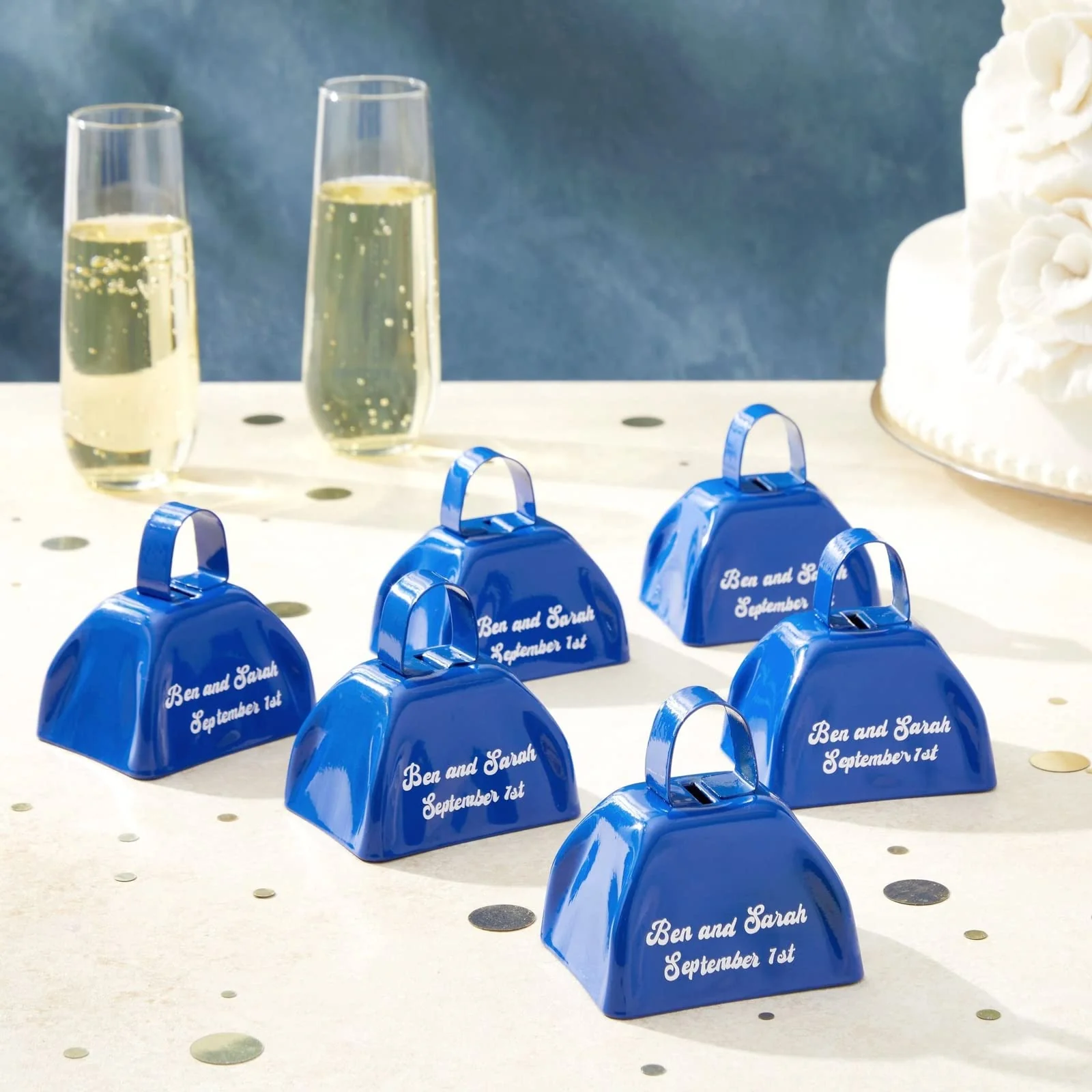 Set of 12 3-inch Cowbells with Handle, Hand Percussion Cow Bells Noise Makers for Sporting Events, Football Games (Blue) - Image 4