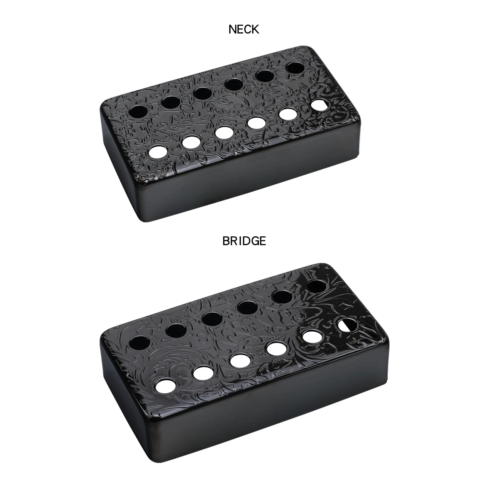 Set of 2 Brass Guitar Pickup Covers Black 50mm/52mm Pole Spcing Electric Guitar Pickup Covers Humbucker Guitar Pickup Cover Metal Guitar Pickup Covers for Ep Lp Les Paul Electric Guitar flower pattern - Image 2